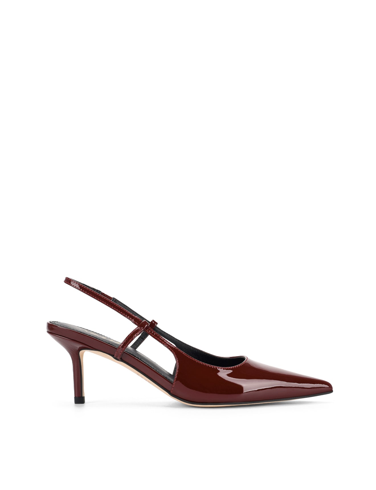 Yohana Women's Heeled Slingback Sandals - Wine Red Patent Leather Pumps for Party, Wedding & Evening Wear