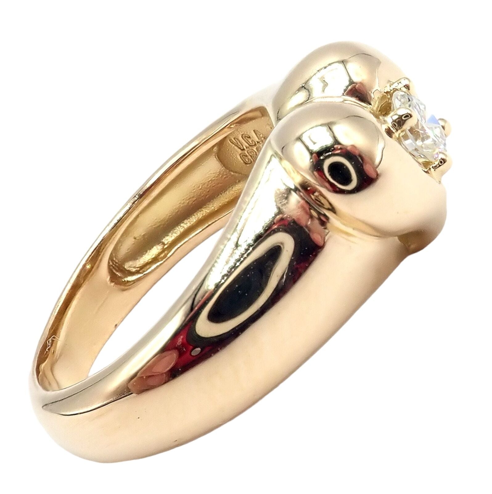 Authentic Van Cleef & Arpels 18k Yellow Gold Diamond Heart Ring - Luxury Jewelry for Women, Perfect for Anniversaries & Special Occasions