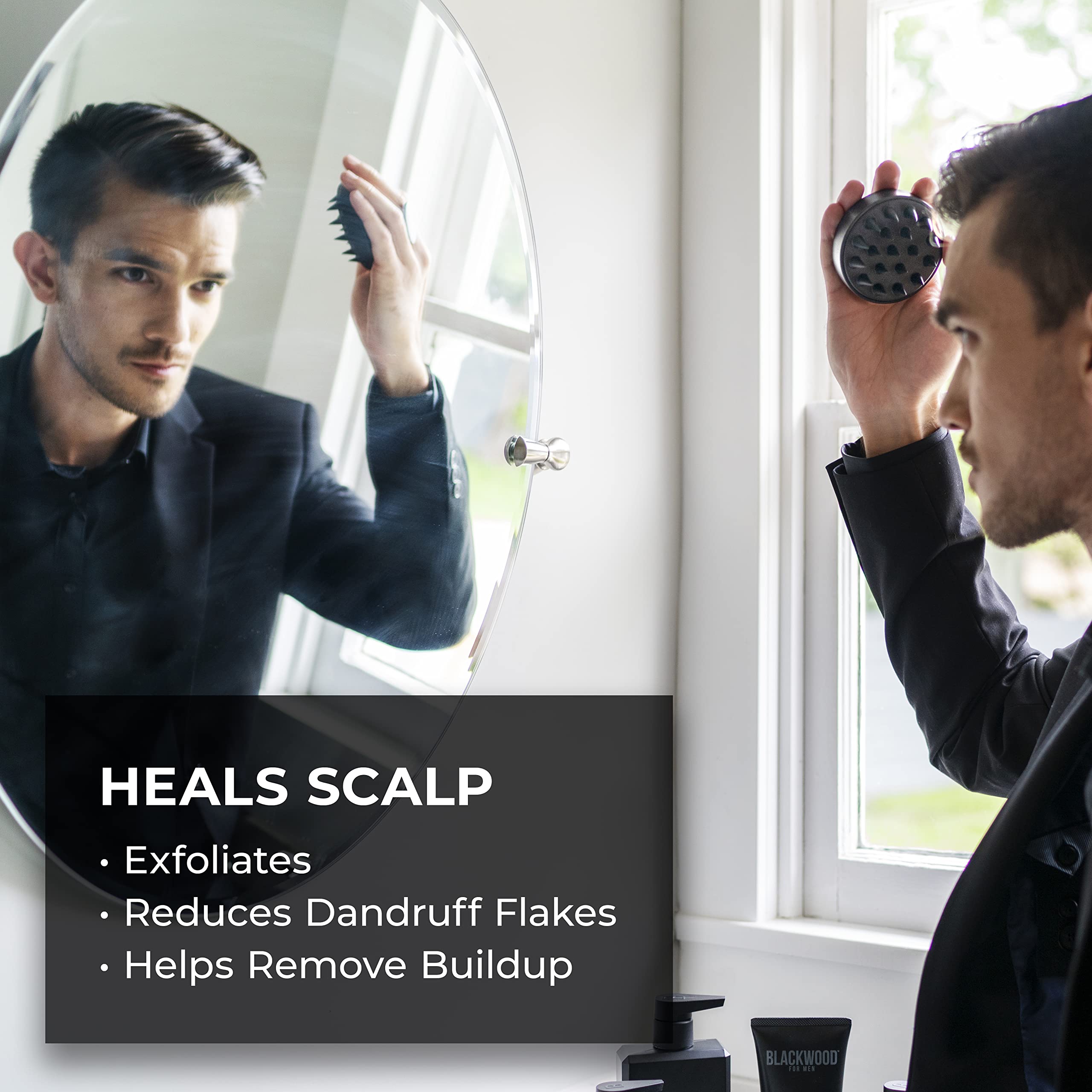 Blackwood For Men Hair Care Bundle - Hydroblast Moisturizing Shampoo (17 oz) & Conditioner (4.59 oz) with Scalp Massager | Hydrating Hair Treatment for Dry Scalp & Damaged Hair | Perfect for Daily Shower & Salon-Quality Results at Home