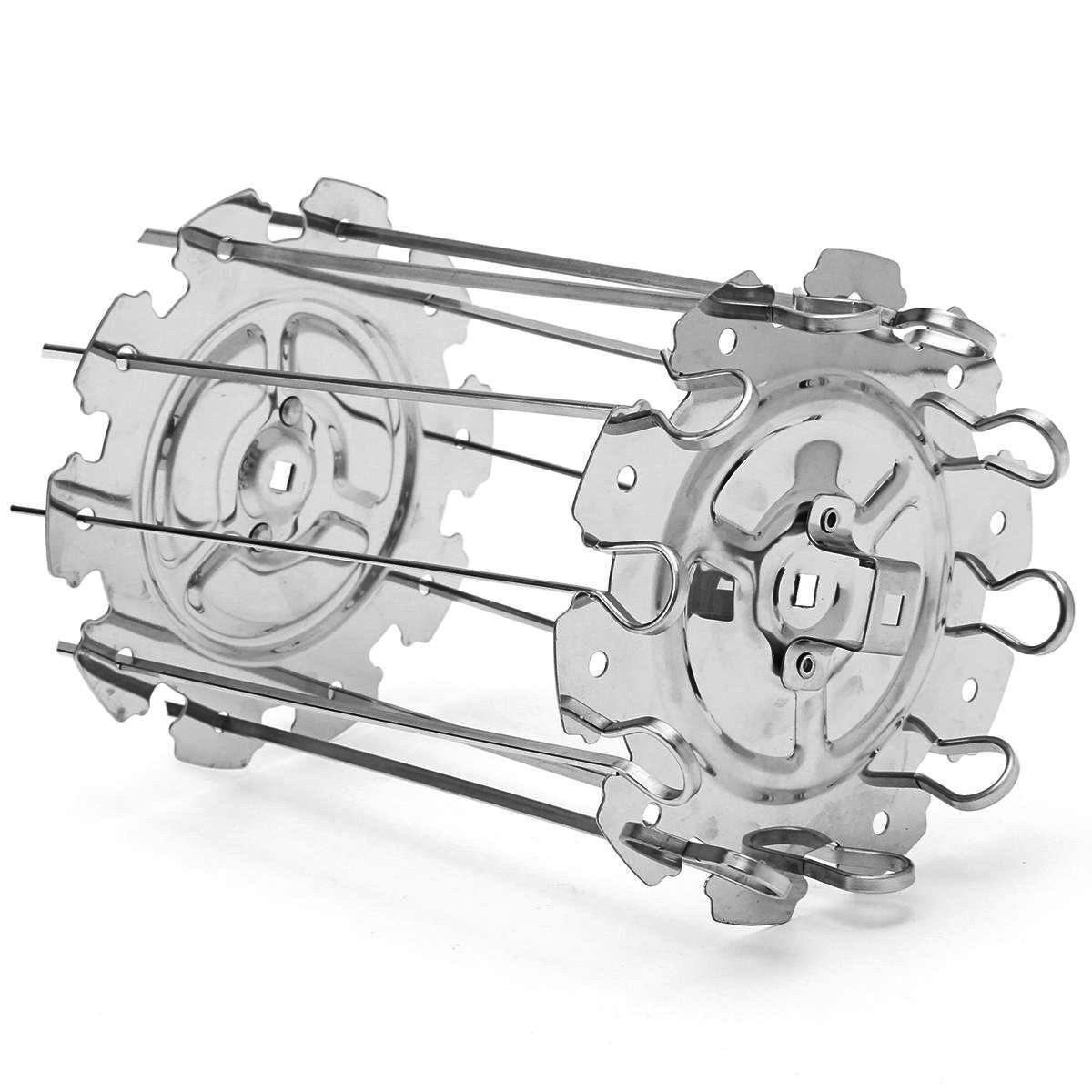 Premium Stainless Steel BBQ Grill Basket - Heavy Duty Vegetable & Meat Skewer Kebab Maker for Rotisserie Oven, Camping, Backyard Grilling - Perfect for Chicken, Shrimp, Veggies - Easy to Clean & Rust Resistant