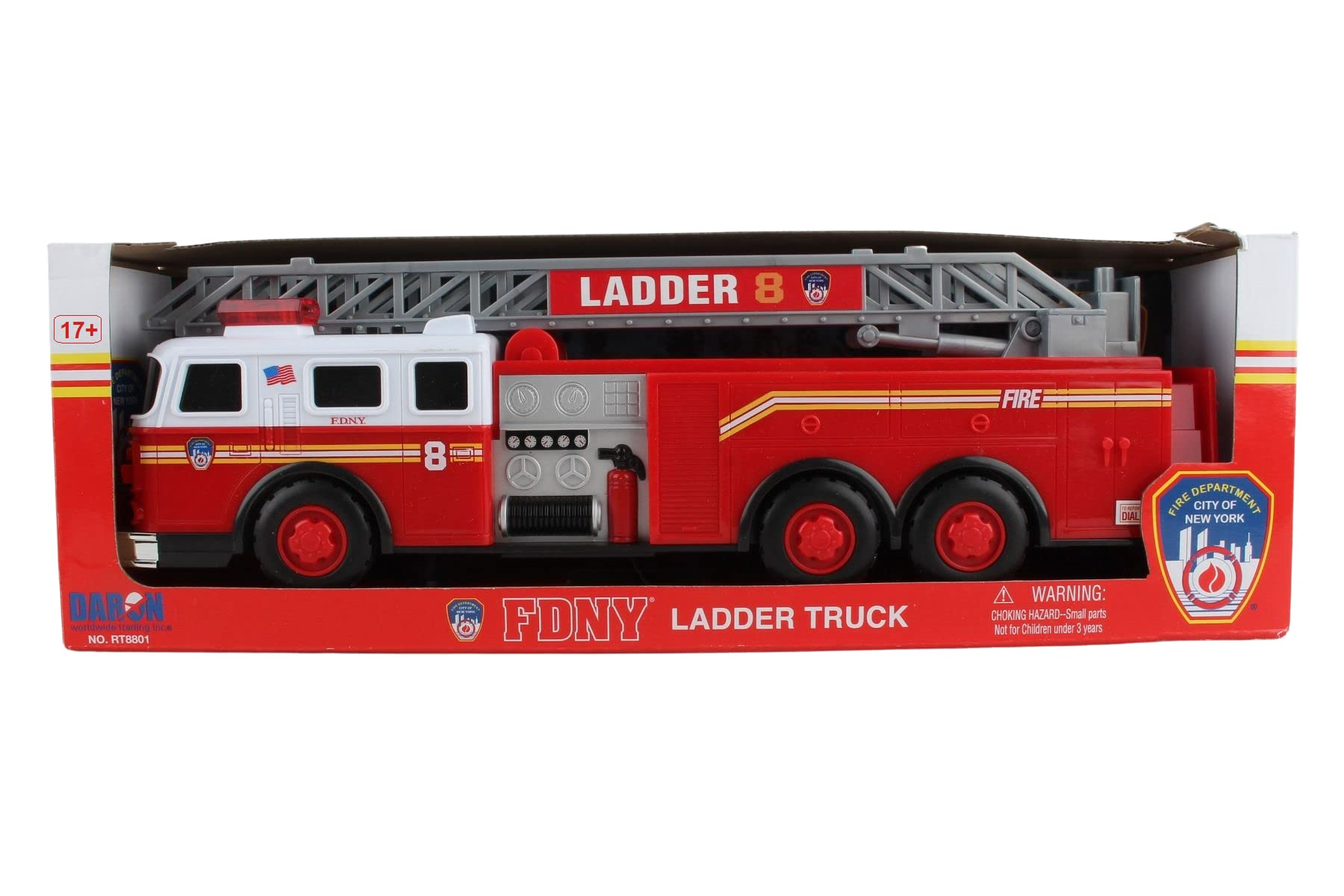 FDNY Ladder Truck Toy with Lights & Sounds - Realistic Fire Engine Rescue Vehicle for Kids Pretend Play & Collectors Display