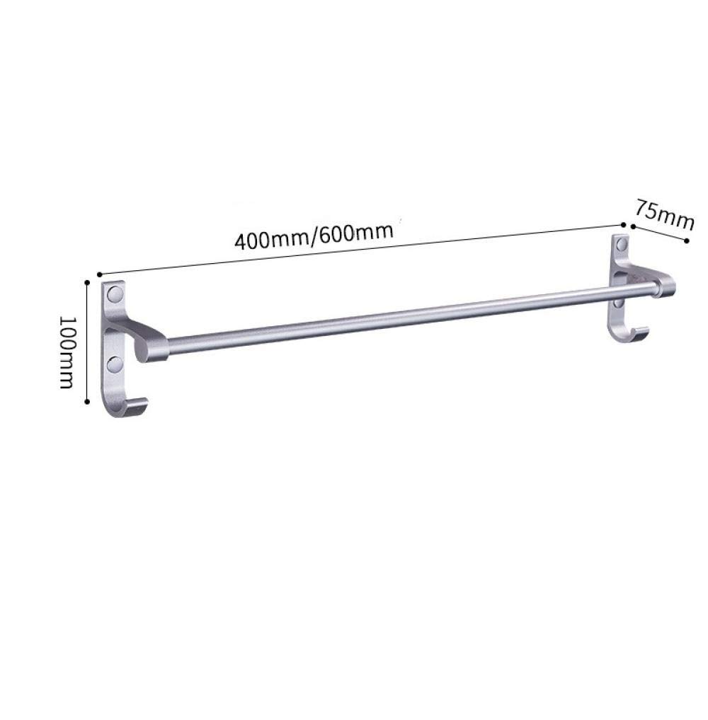 Sturdy Aluminum Wall Mounted Towel Rack - Silver Single Rod with Hook for Bathroom, Kitchen & Hotel Use | Space-Saving Multifunctional Hanging Solution for Towels, Robes & Utensils