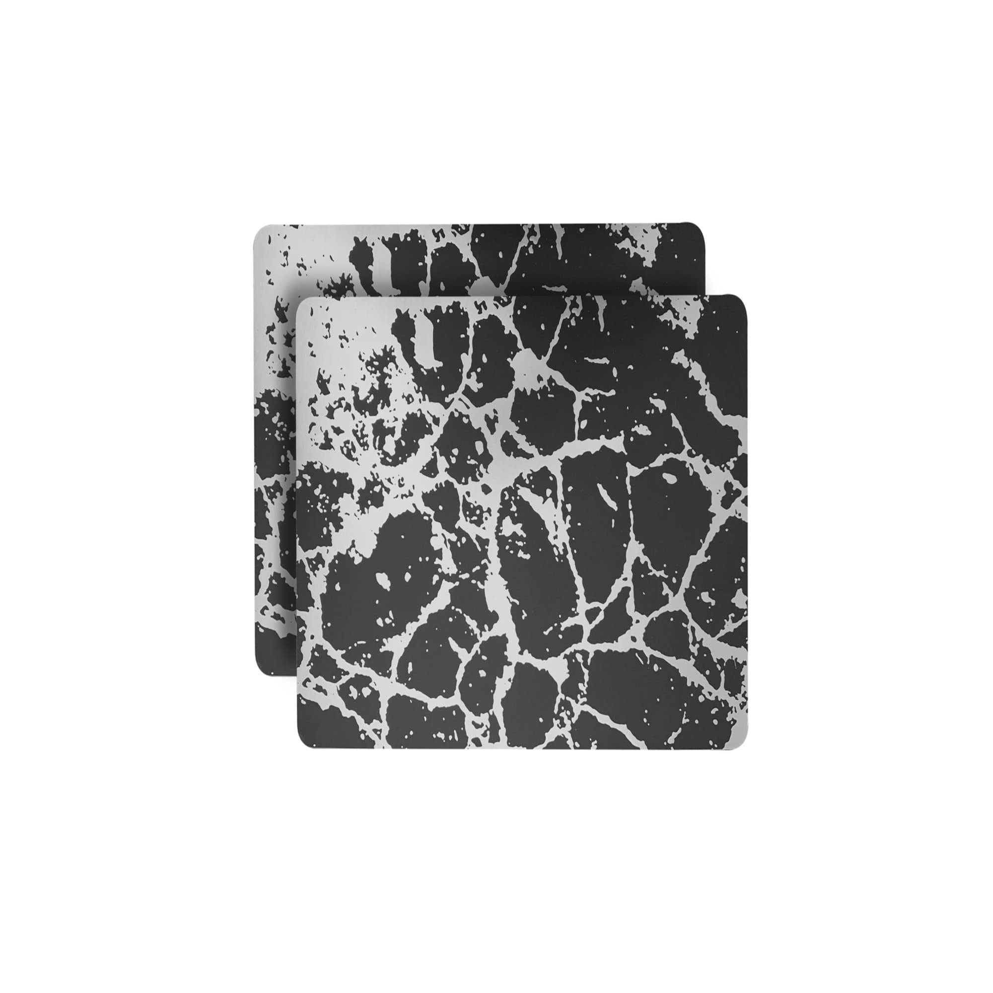 Elegant Black Silver Marble Square Cork Placemats Set of 2 - 15x15 Inch Heat Resistant, Non-Slip & Easy Clean Dining Table Mats - Perfect for Modern Home Decor, Dinner Parties & Stylish Kitchen Protection