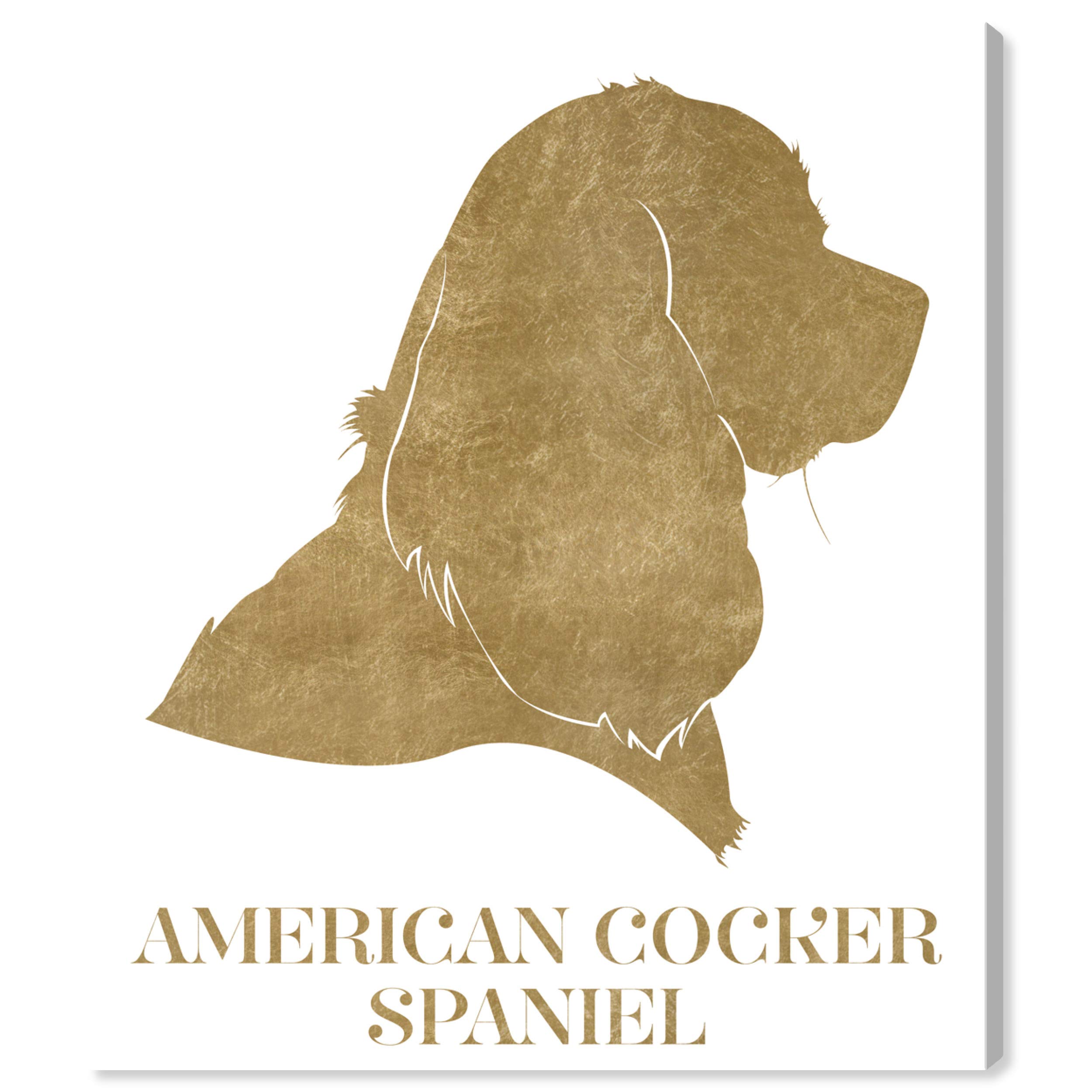 Oliver Gal Artist Co. American Cocker Spaniel Canvas Wall Art Print - 30x36 Inch Gold & White Framed Home Decor - Perfect for Living Room, Bedroom & Office