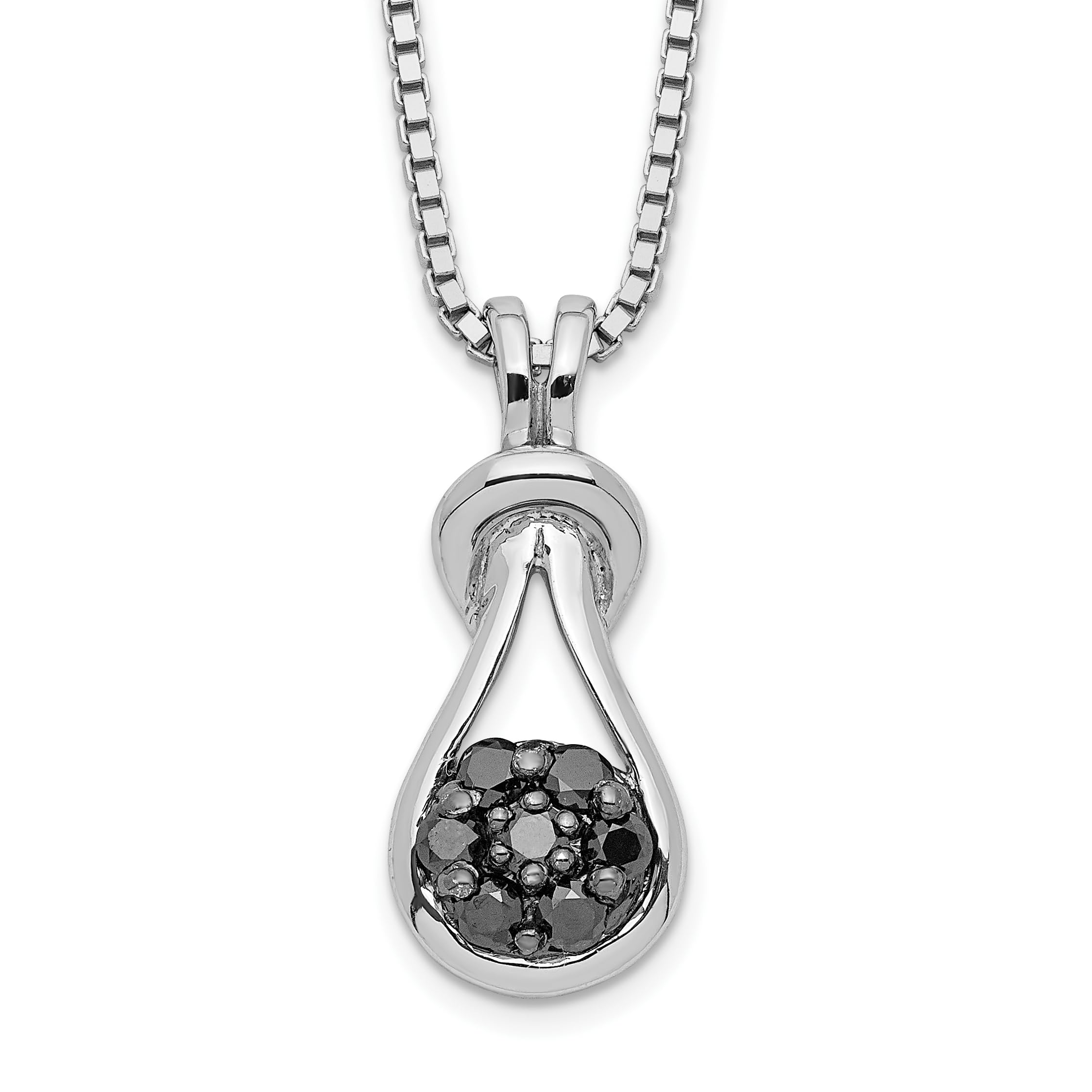 925 Sterling Silver Black Diamond Necklace for Women | 18-Inch Rhodium-Plated Teardrop Pendant with Box Chain | Elegant Jewelry Gift for Anniversary, Birthday & Valentine's Day | Perfect for Parties, Weddings & Special Occasions
