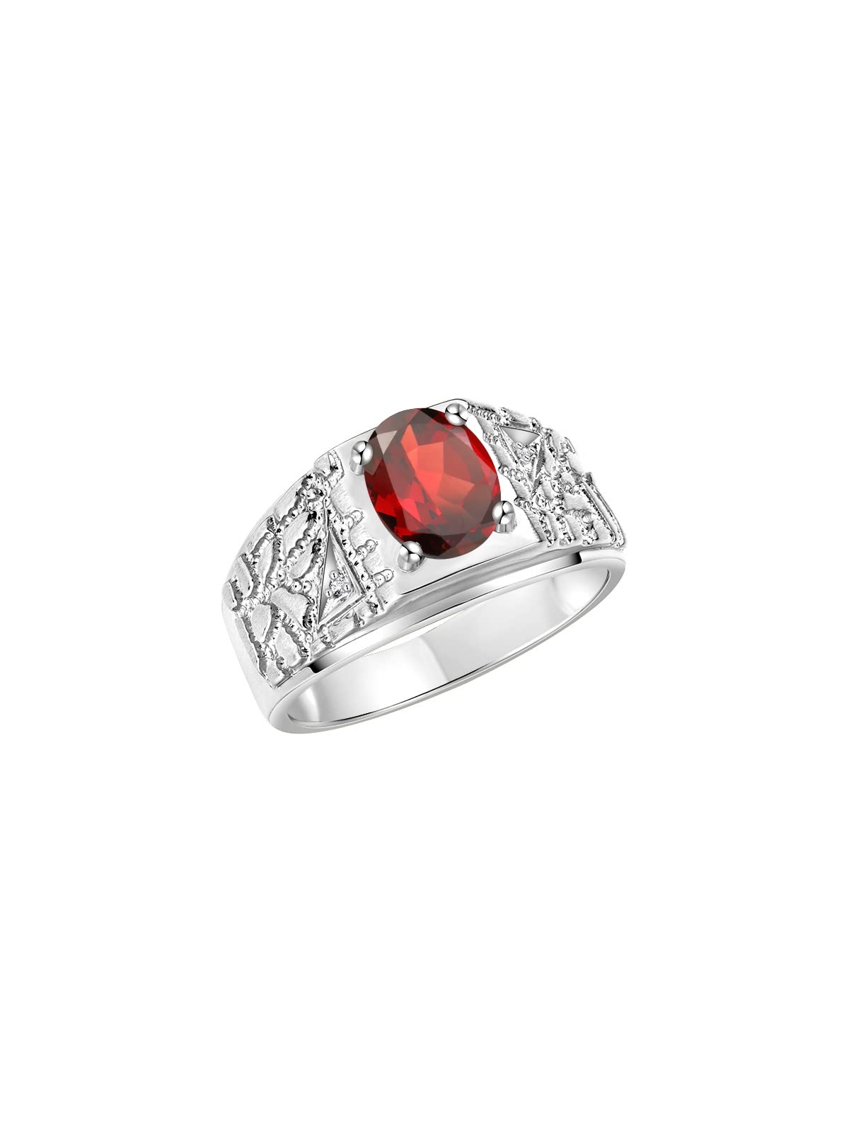 Rylos Men's Designer Nugget Ring - 9X7MM Oval Gemstone & Sparkling Diamond Birthstone Ring for Men in Sterling Silver (Sizes 8-13) | Perfect Gift for Anniversary, Birthday & Special Occasions | Stylish Mens Jewelry for Everyday Wear & Formal Events