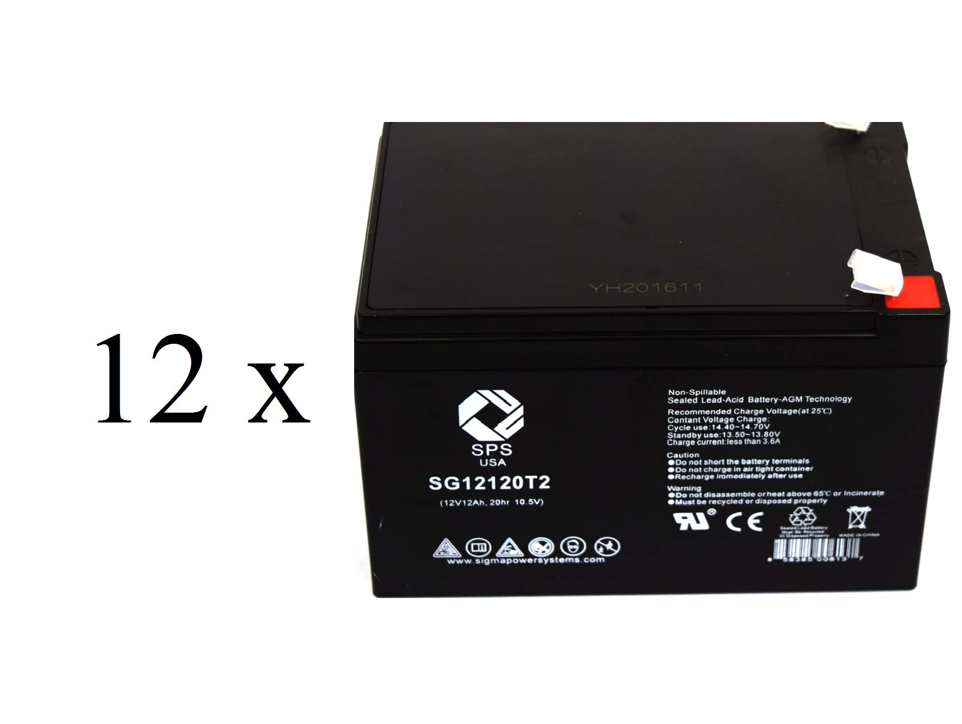 SPS Brand 12V 12Ah Replacement Battery for Interstate Batteries BSL1105 - 12 Pack - Compatible with Power Wheels, Scooters, and Emergency Lighting Systems