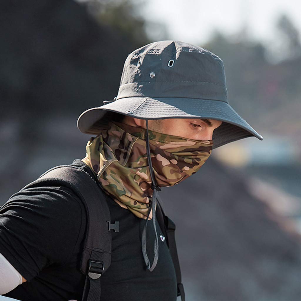 Men's Solid Color Foldable Sun Hat - Wide Brim Adjustable Fisherman Cap for Summer Sun Protection & Outdoor Activities | Breathable Boonie Hat for Hiking, Fishing, Beach & Travel
