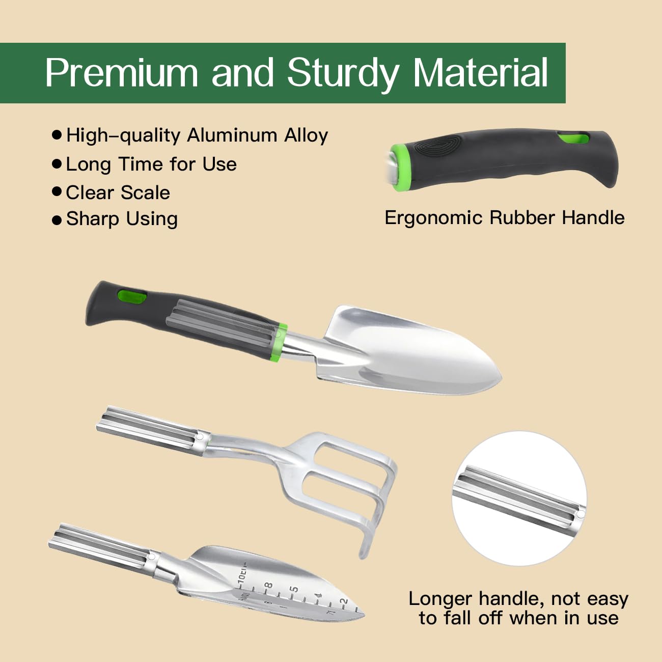 **8PCS Heavy Duty Gardening Tools Set with Non-Slip Rubber Grip & Large Storage Bag - Aluminum Alloy Hand Tools for Planting, Weeding, Digging - Perfect Gardening Gifts for Women & Men (Green)**    *(Ideal for Home Gardens, Landscaping, Backyard Planting & Outdoor Yard Work)*