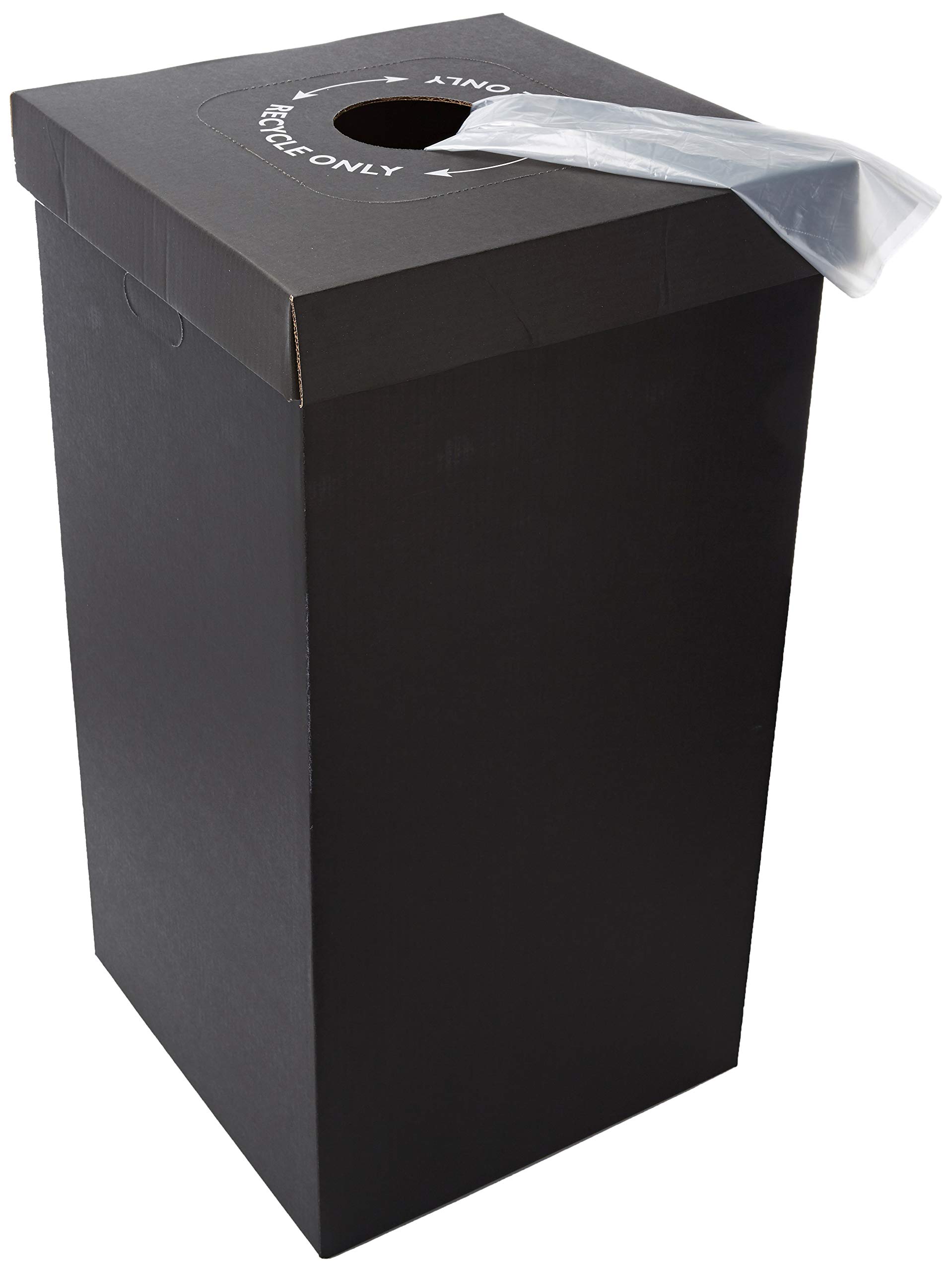 Eco-Friendly Disposable & Reusable Cardboard Trash & Recycling Bins with Lid & Trash Bags - 10-Pack Black - Perfect for Home, Office, Events & Waste Sorting
