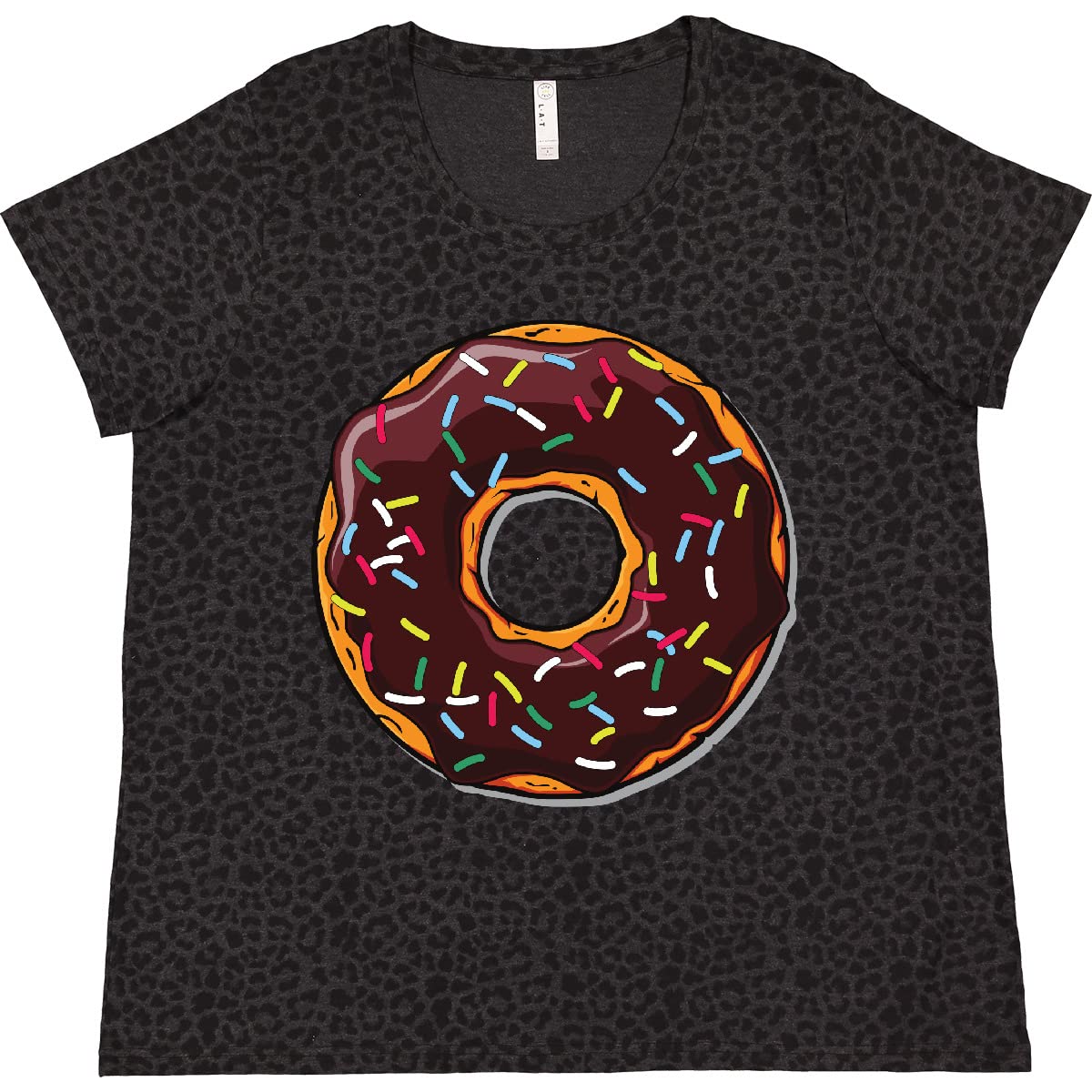 Inktastic Chocolate Donut with Sprinkles Women's Plus Size T-Shirt - Cute & Comfortable Graphic Tee for Casual Wear, Donut Lovers, and Sweet Treat Enthusiasts - Perfect for Everyday Outfits, Birthday Gifts & Donut-Themed Parties