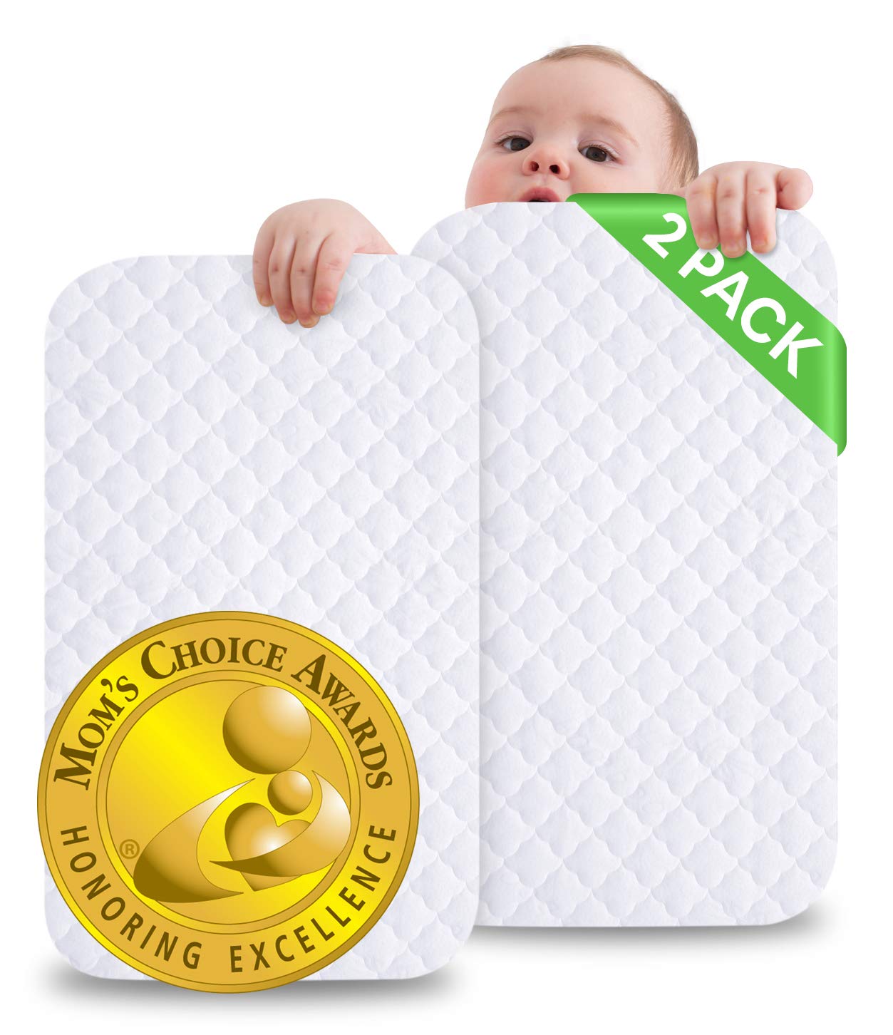 iLuvBamboo Waterproof Mattress Protector 2 Pack - Premium Quilted Playard Cover 27