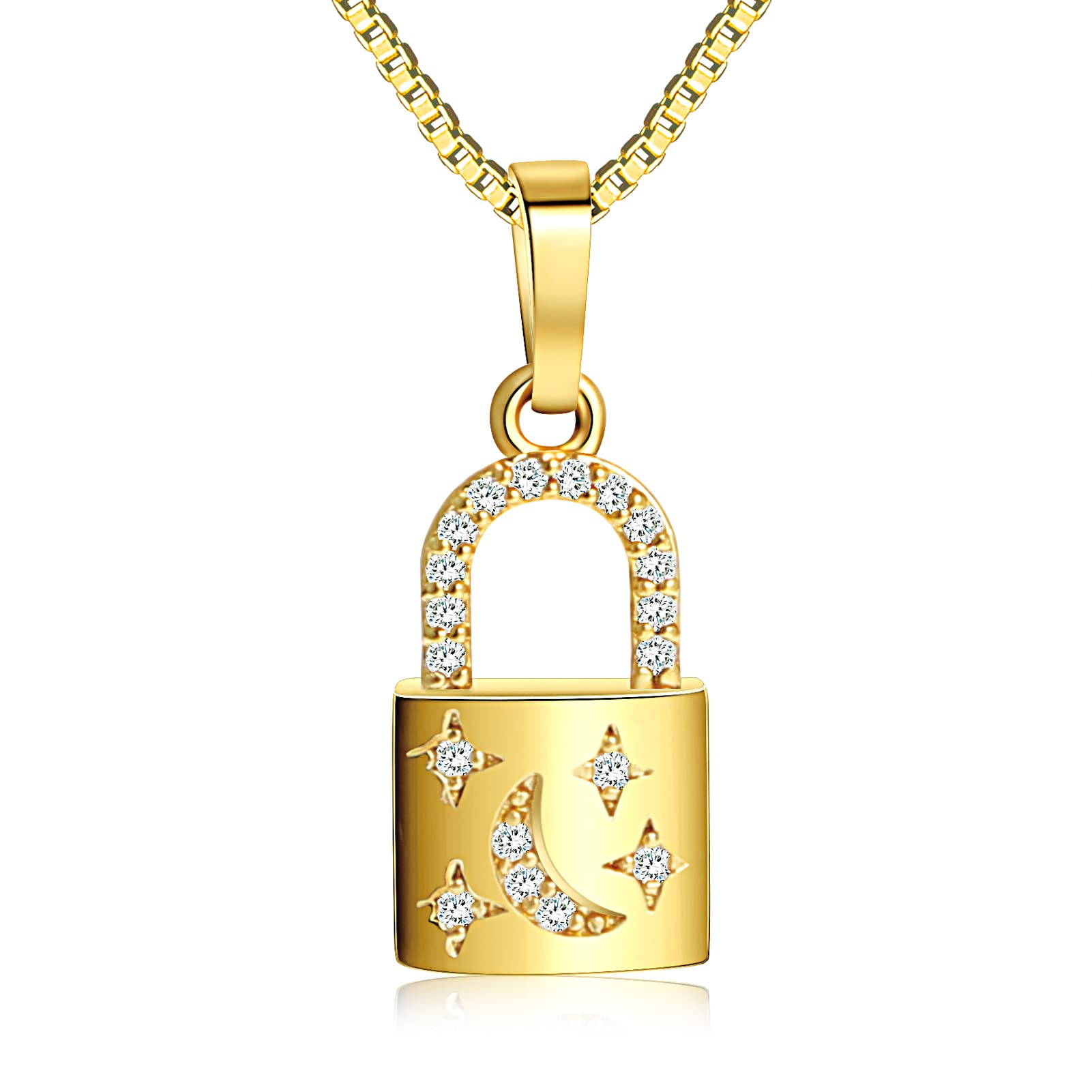 18K Gold Plated Butterfly & Cross Pendant Necklace for Women - Dainty Cubic Zirconia Minimalist Jewelry with Hand Lock Charm - Perfect for Daily Wear, Gift Giving & Special Occasions