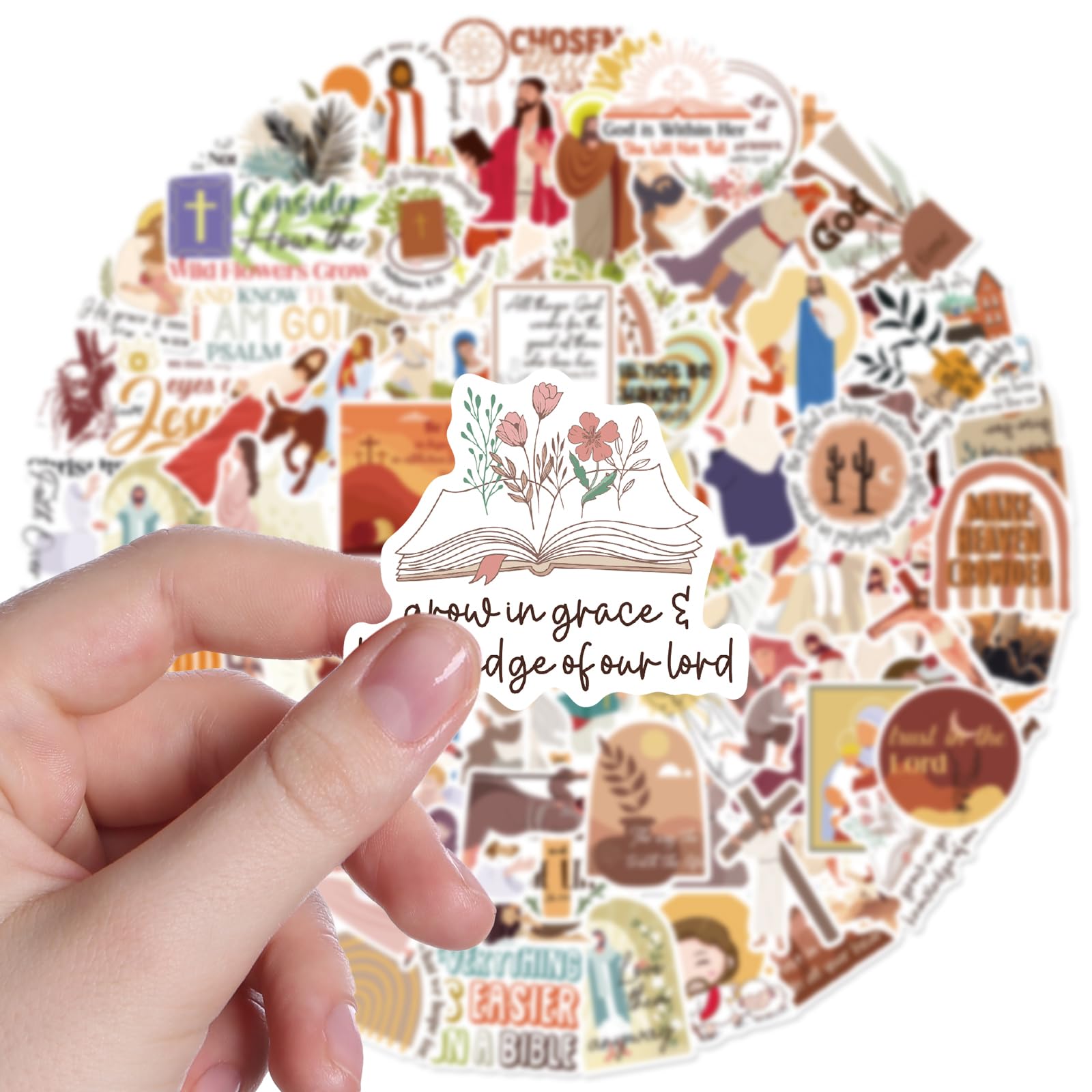 Jesus Bible Stickers - 100PCS Christian Faith Decals for Water Bottles & Devices
