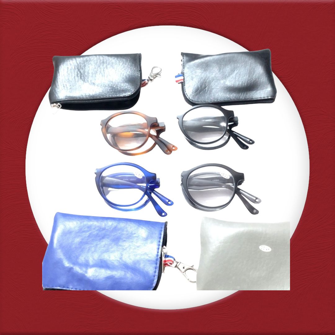 Round Folding Reading Glasses with Zip Pouch - Compact & Portable Reading Eyewear for Men & Women - Perfect for Travel, Reading, and Everyday Use