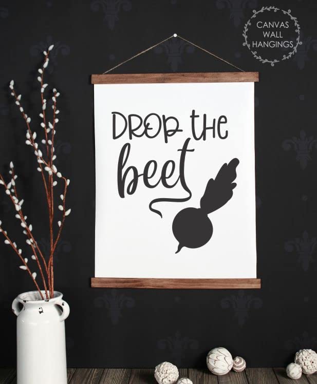 Drop The Beet Hanging Canvas Art - Ready to Hang Kitchen Wall Decor - Black 19x24-Inch Scroll Art Prints - Perfect for Kitchen Signs, Wall Décor, and Home Decoration