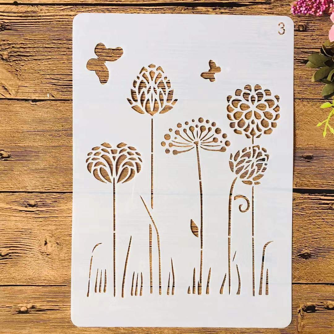 Reusable A4 29cm Dandelion Butterfly Painting Stencils for DIY Scrapbooking, Furniture, Wall & Floor Decor - Perfect for Home Crafts, Art Projects & Wedding Invitations