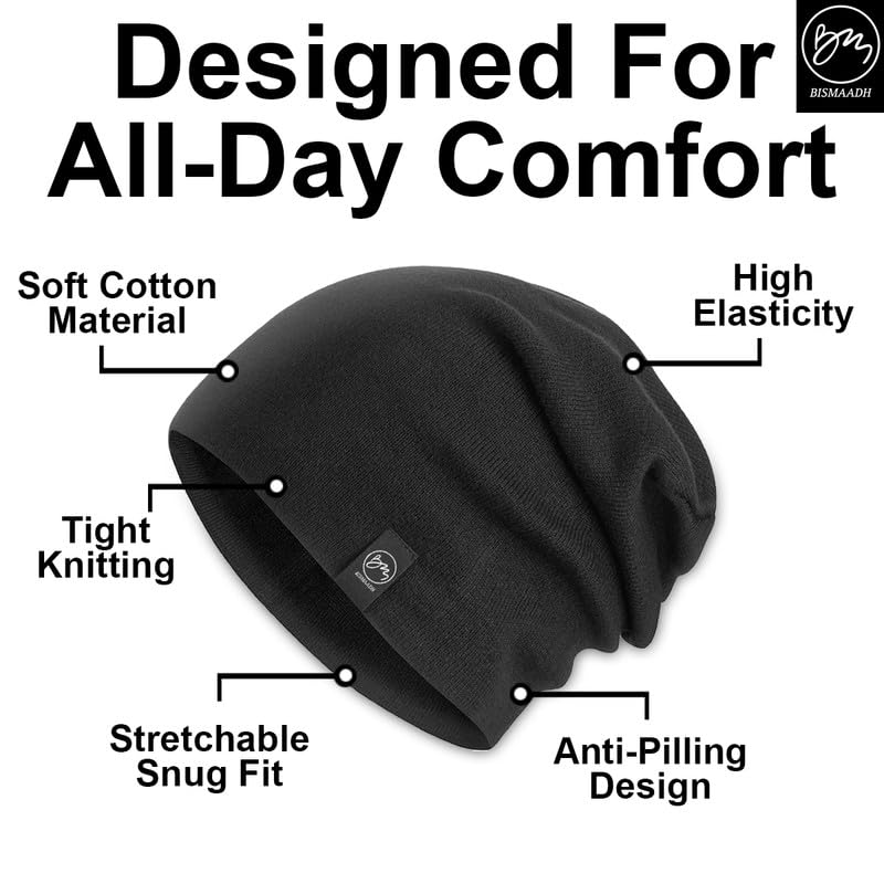 BISMAADH Soft Bamboo Cotton Chemo Cap for Hair Loss - Comfortable Sleep Headwear for Cancer Patients & Alopecia - Perfect for Nighttime, Hospital & Home Use