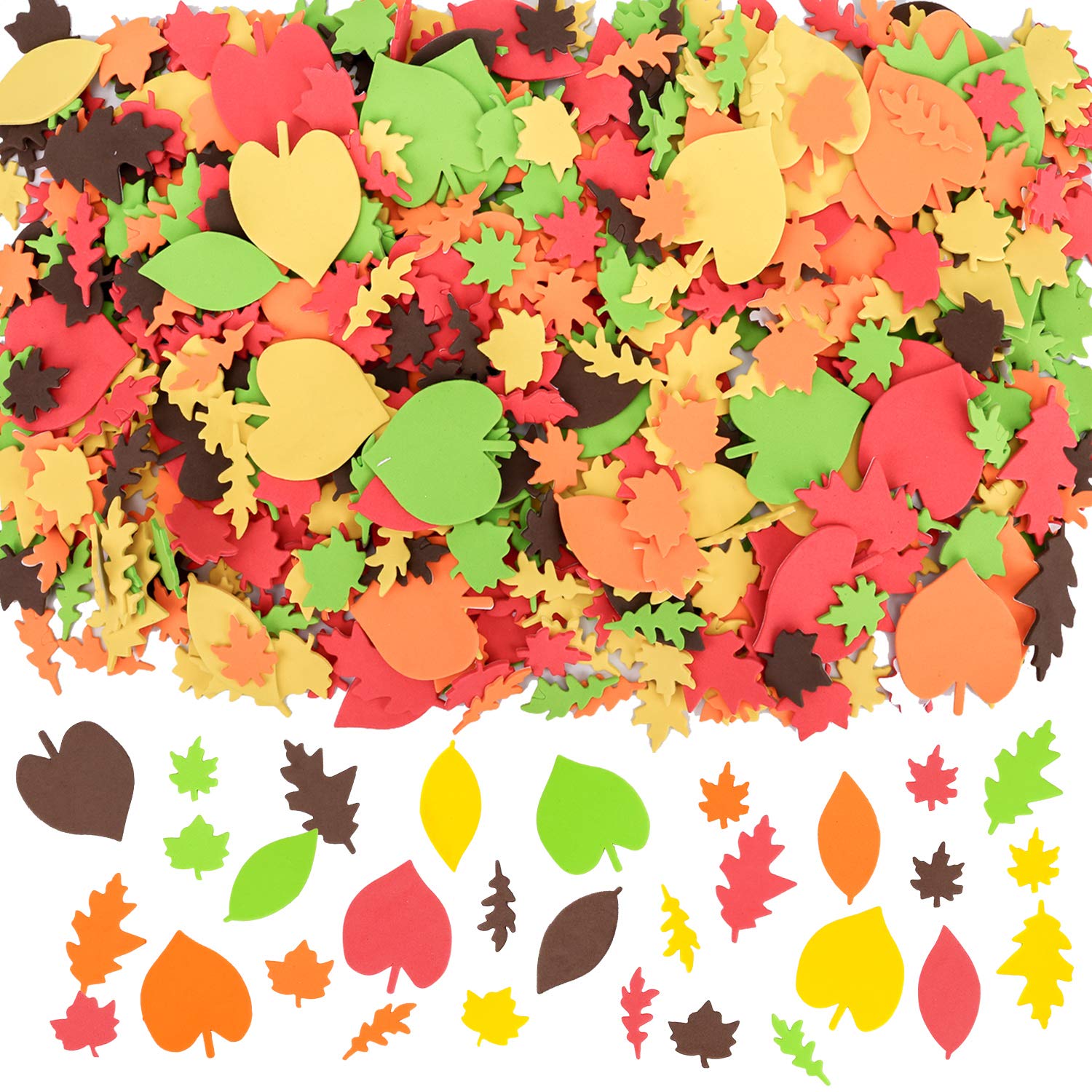 Konsait Bulk 540pcs Thanksgiving Foam Stickers - Fall Leaf, Maple Leaf Adhesive Stickers for DIY Crafts, Scrapbooking, Autumn Party Decorations | Perfect for Thanksgiving Decor, School Projects & Seasonal Home Decor