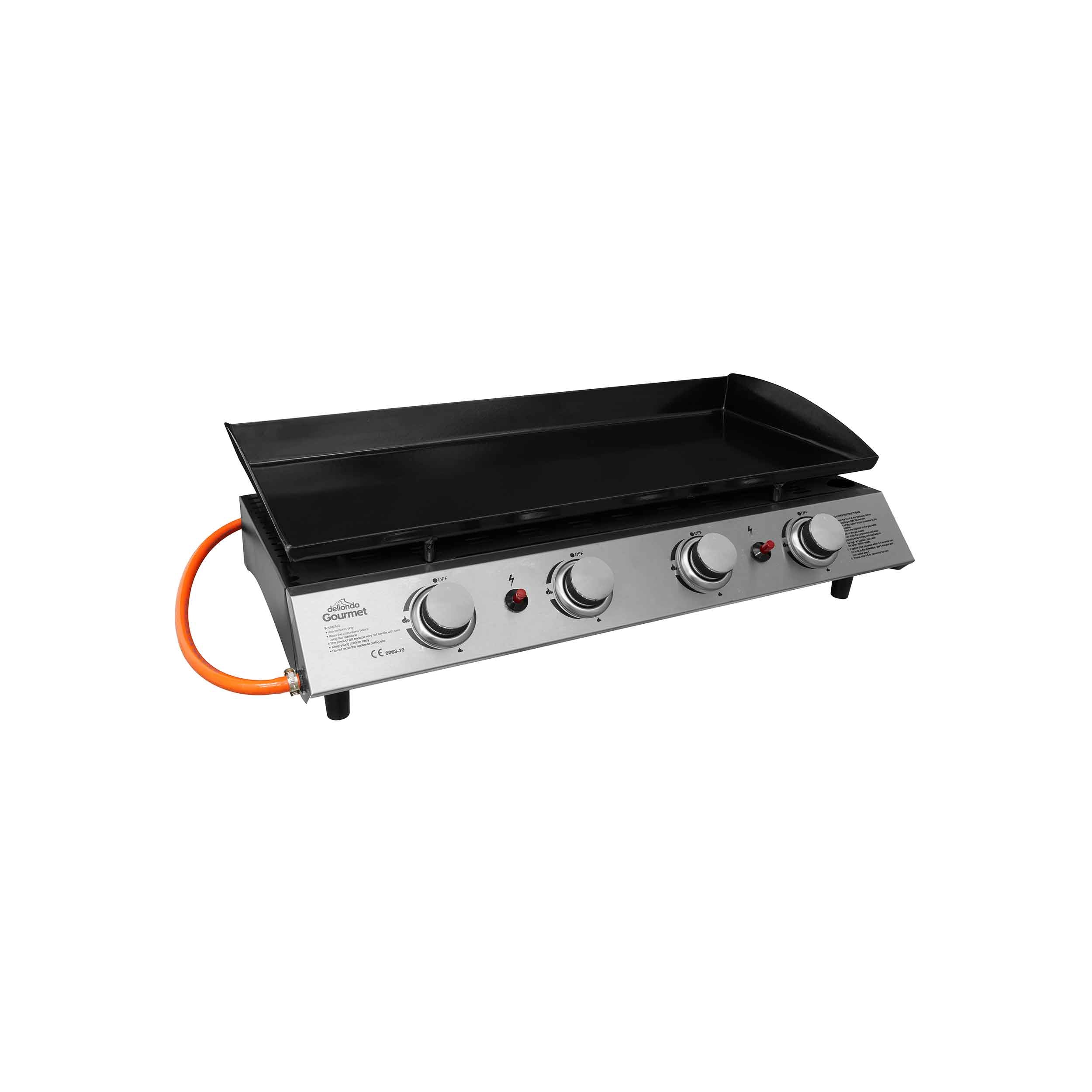 4 Burner Portable Gas Griddle 10kW BBQ Grill, Stainless Steel Outdoor Cooking Station - Perfect for Backyard Parties, Camping & Tailgating