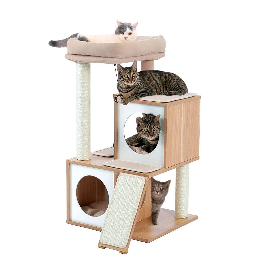 Premium Cat Tree with Sisal Scratching Posts & Plush Condo - Multi-Level Kitten Playhouse with Dangling Toys for Indoor Cats | Perfect for Play, Rest & Climbing in Home or Apartment