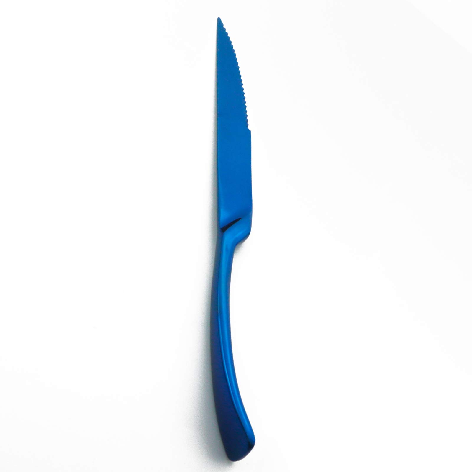 Premium 4-Piece Stainless Steel Steak Knife Set - Mirror Polished Blue Steak Knives with Sharp Serrated Edge - Perfect for Steak Dinners, BBQ Parties & Fine Dining Experience