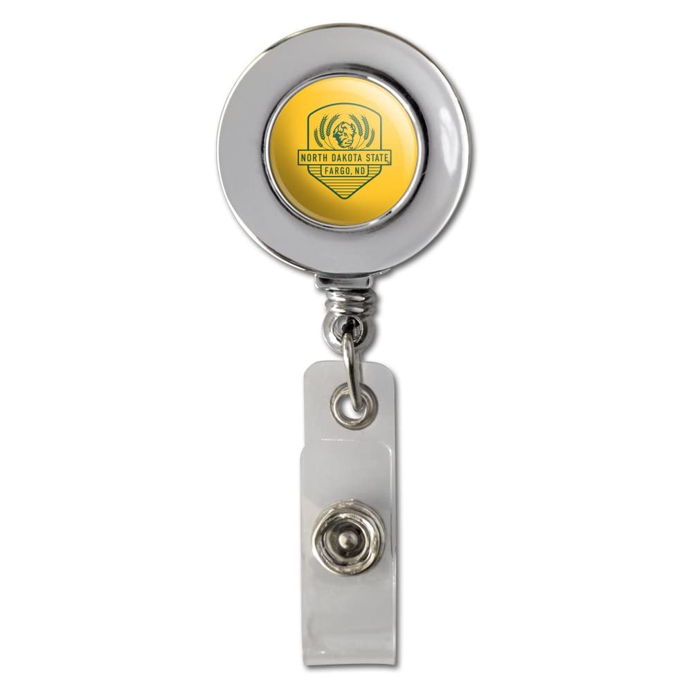North Dakota State Badge Retractable Reel - Chrome ID Card Holder Clip for Security, Work, and Events | Professional Badge Reel for Nurses, Teachers, and Employees