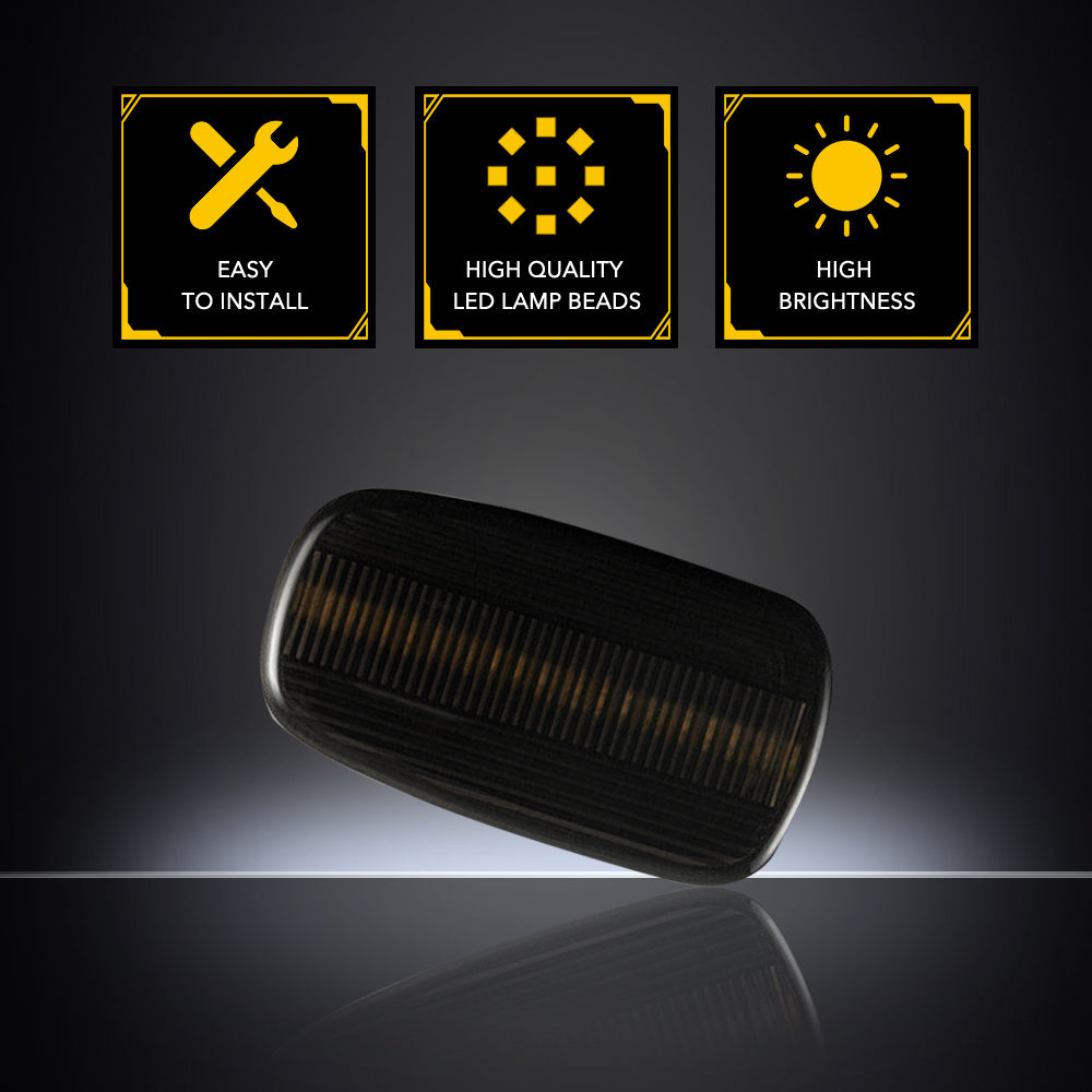 Smoke Lens LED Side Marker Light with Flowing Yellow Light - Compatible with 2001-2005 Lexus & 2004-2006 Scion - Enhanced Visibility & Style for Night Driving & Custom Car Mods