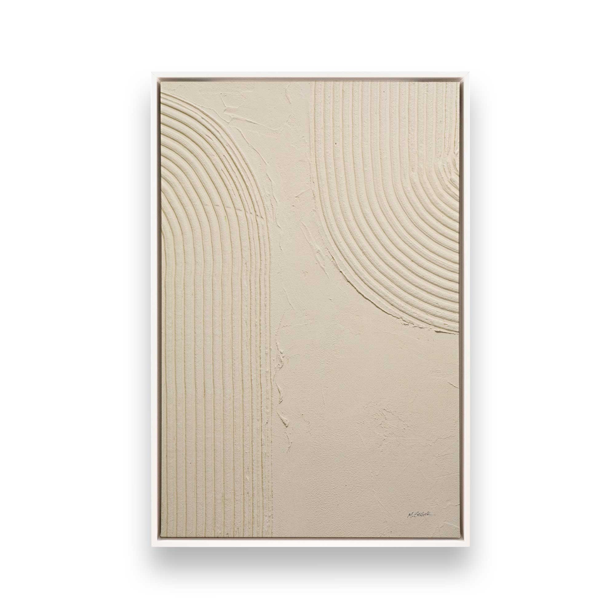 Beige Abstract Echoed Curves Canvas Wall Art Print - Modern Home Decor for Living Room, Bedroom & Office