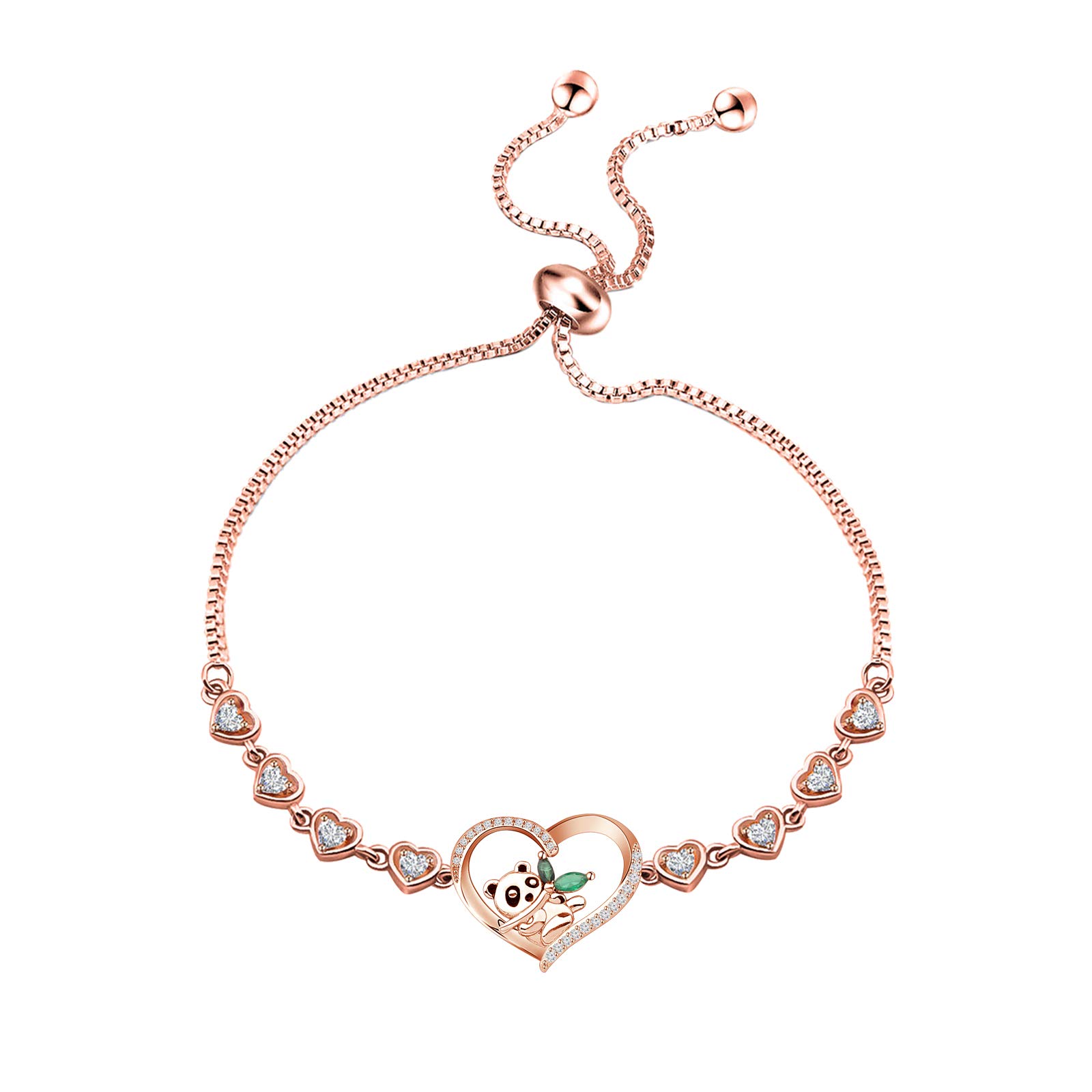 Adjustable Panda Charm Bracelet for Women - Cute Animal Lover Gift with Heart Design | Perfect for Casual Wear, Birthday Presents & Friendship Jewelry