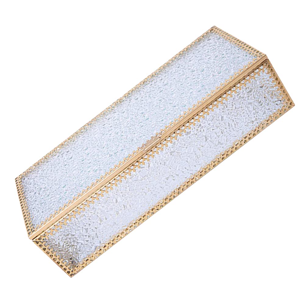 Vintage Glass Jewelry Box - Geometric Jewelry Organizer Display Case for Rings, Earrings & Trinkets | Keepsake Storage Box with Lid | Home Decor Gift for Women | Perfect for Bedroom, Dresser & Vanity Organization