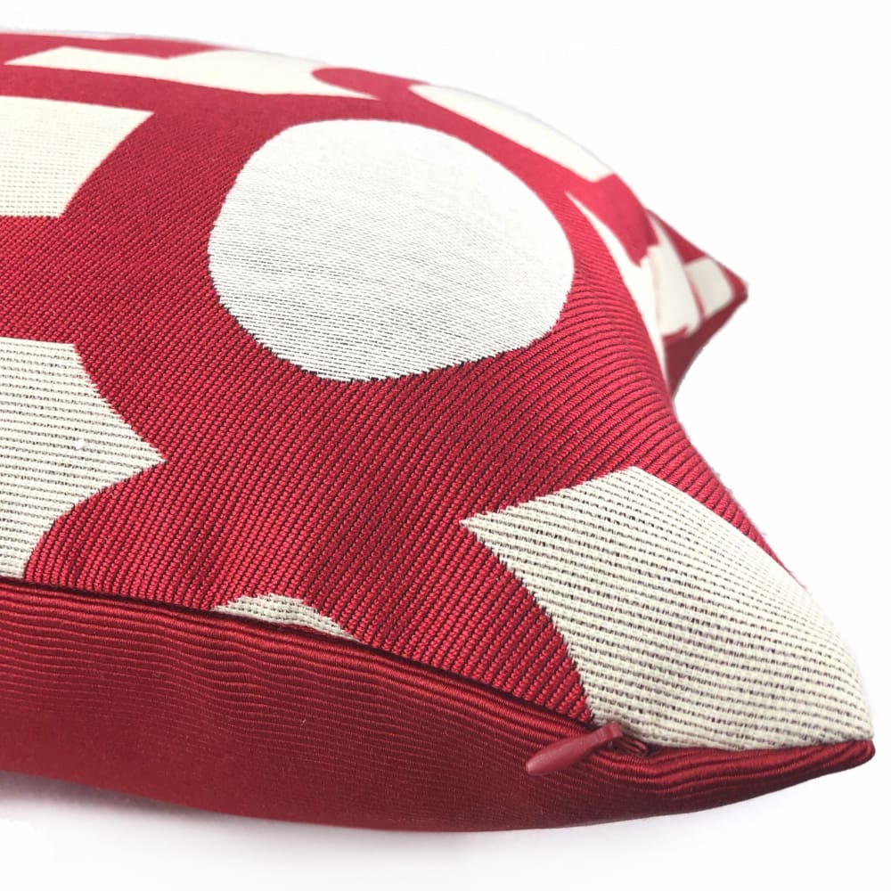Harlow Lacquer Red Art Deco Geometric Pillow Cover - Modern Home Decor Throw Pillow Case for Sofa, Bed & Living Room - 18x18 Inches