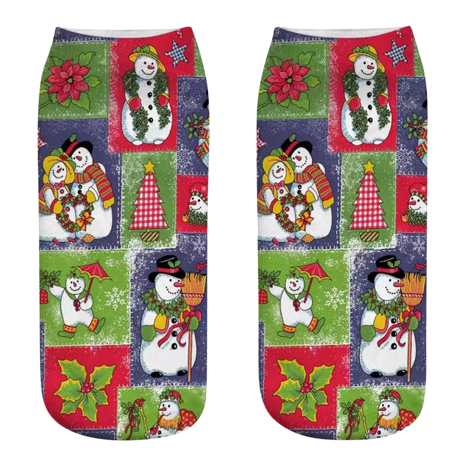 Festive Women's Christmas Ankle Socks with 3D Printed Holiday Designs - Cozy Holiday Gift for Parties, Family Gatherings & Winter Fashion