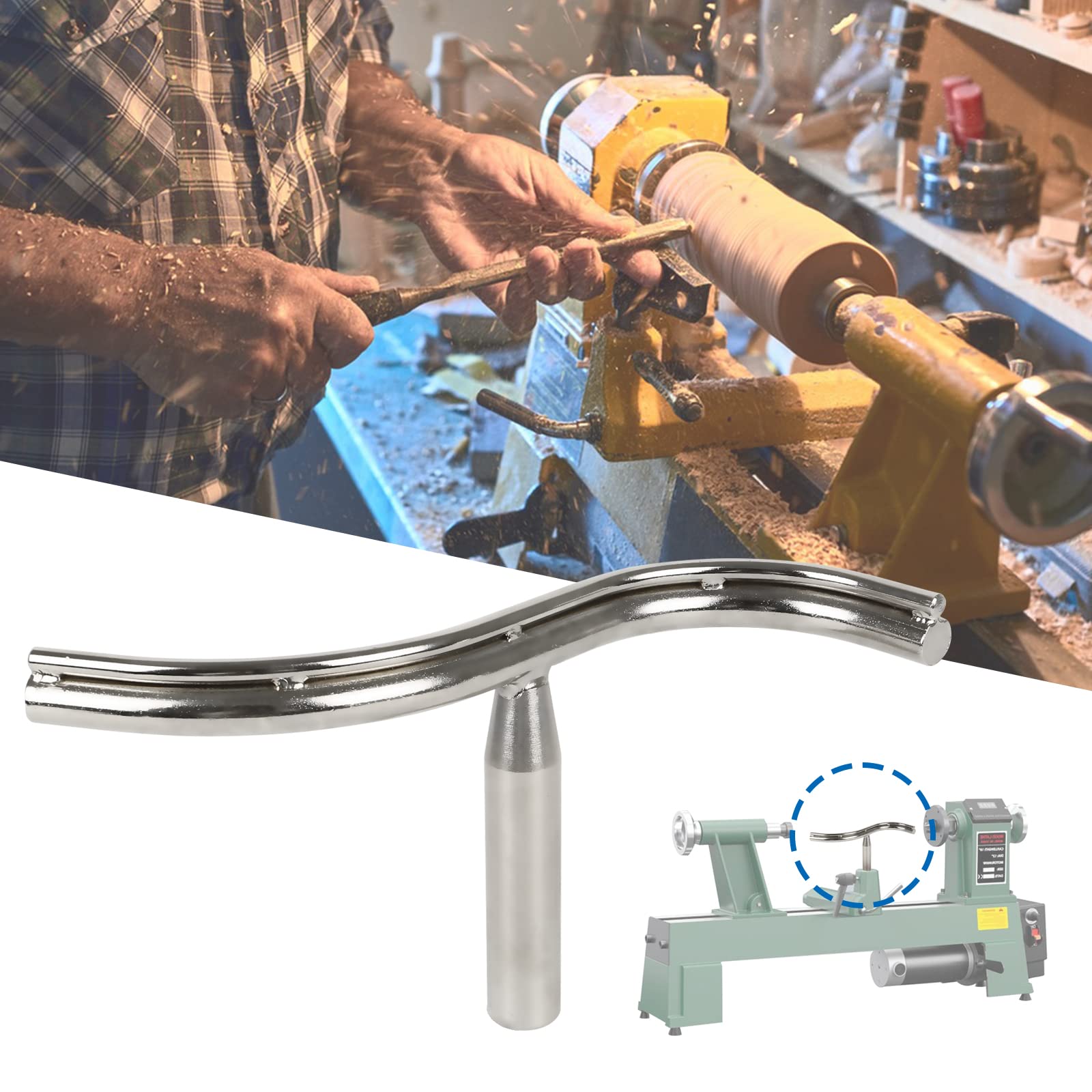 25mm Wood Lathe Tool Rest - S-Curved Bowl Turning Tool Holder for Woodworking | Perfect for Shaping Bowls, Pens & Spindles