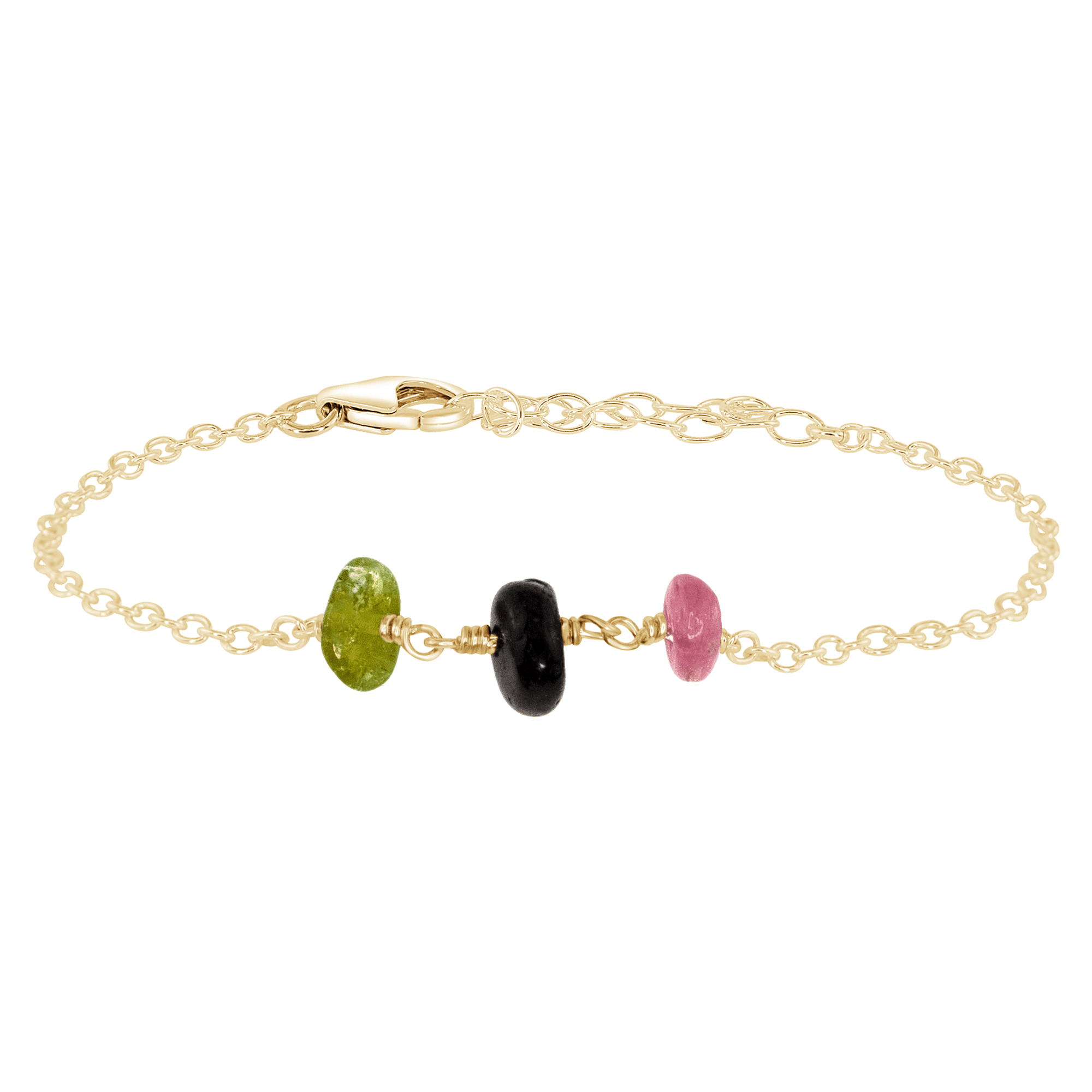 Tourmaline Beaded Chain Bracelet for Women - Handmade Healing Crystal Jewelry for Stress Relief & Positive Energy - Perfect for Yoga, Meditation & Everyday Wear