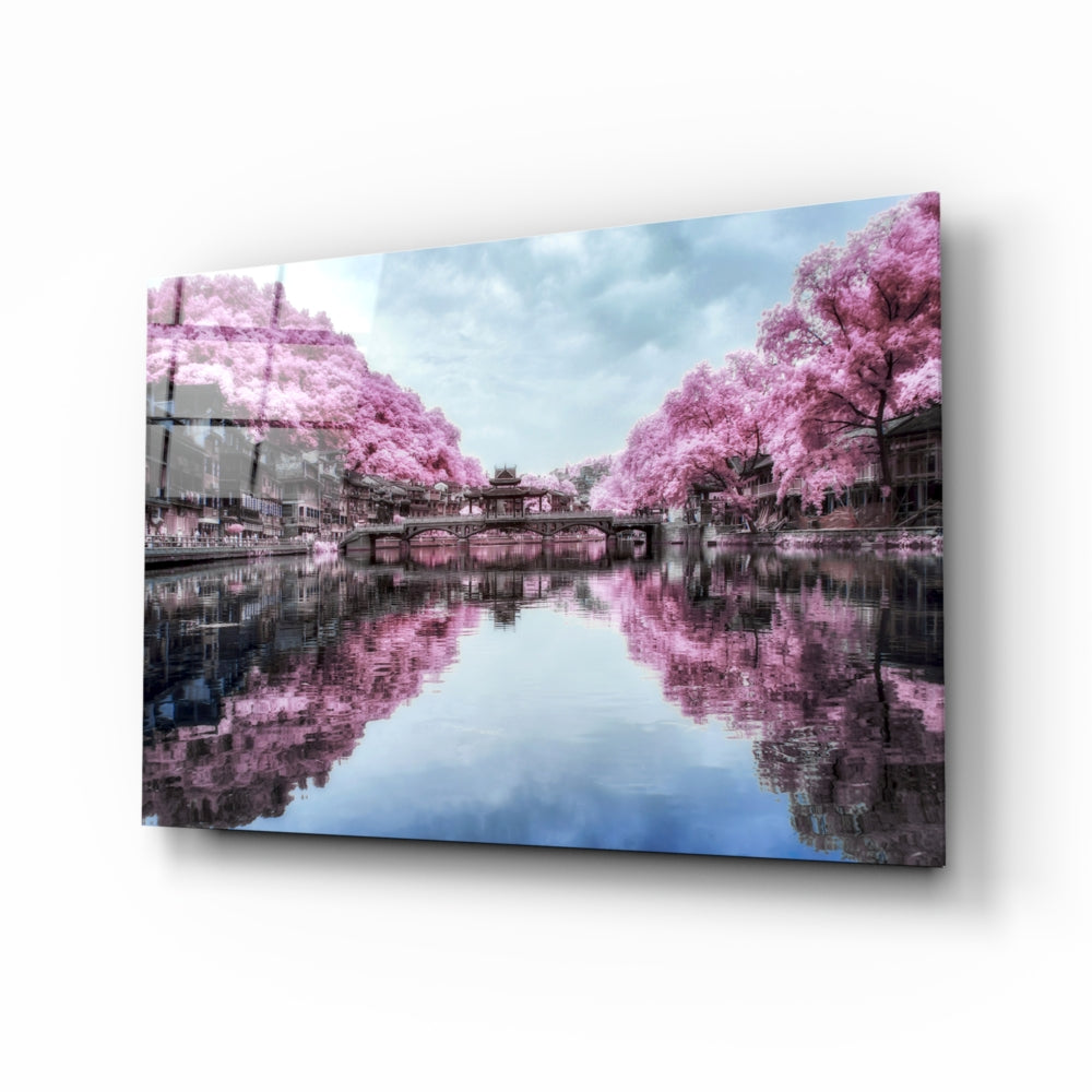 Pink Landscape Wall Art - Modern Abstract Canvas Painting for Home & Office Decor - Perfect for Living Room, Bedroom, and Workspace