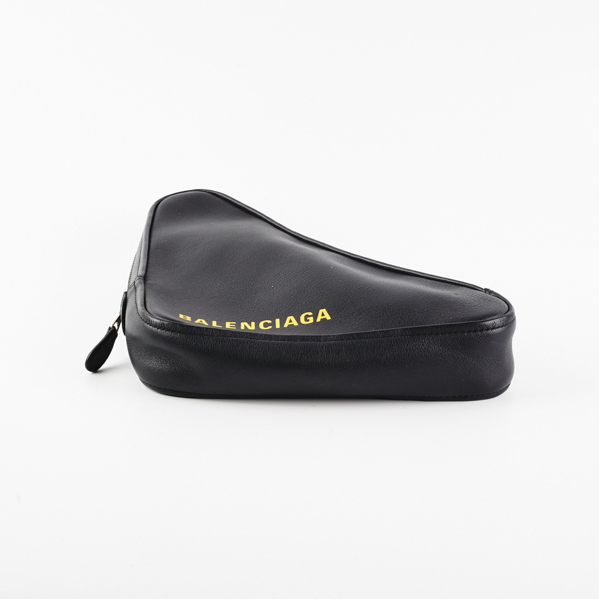 Balenciaga Triangle Zip Clutch Bag for Women - Black Leather Crossbody Purse - Perfect for Evening Parties, Travel & Daily Use
