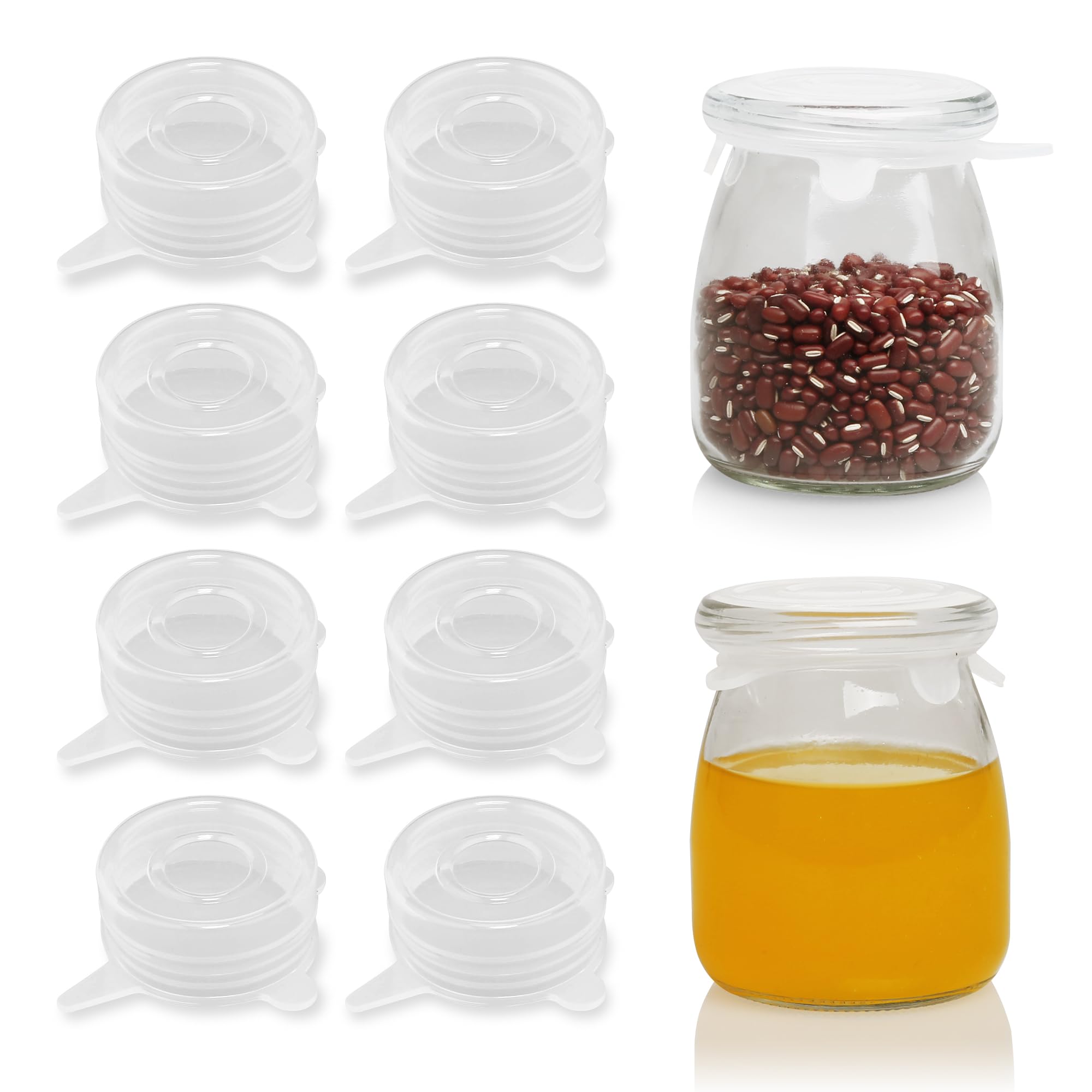 Extra Small Silicone Stretch Lids (2 Inch) - Reusable Food-Grade Silicone Jar Covers for 2-2.4 Inch Containers - Perfect for Yogurt Jars, Milk Bottles & Cans - 8 Pack - Ideal for Meal Prep, Baby Food Storage & Kitchen Organization