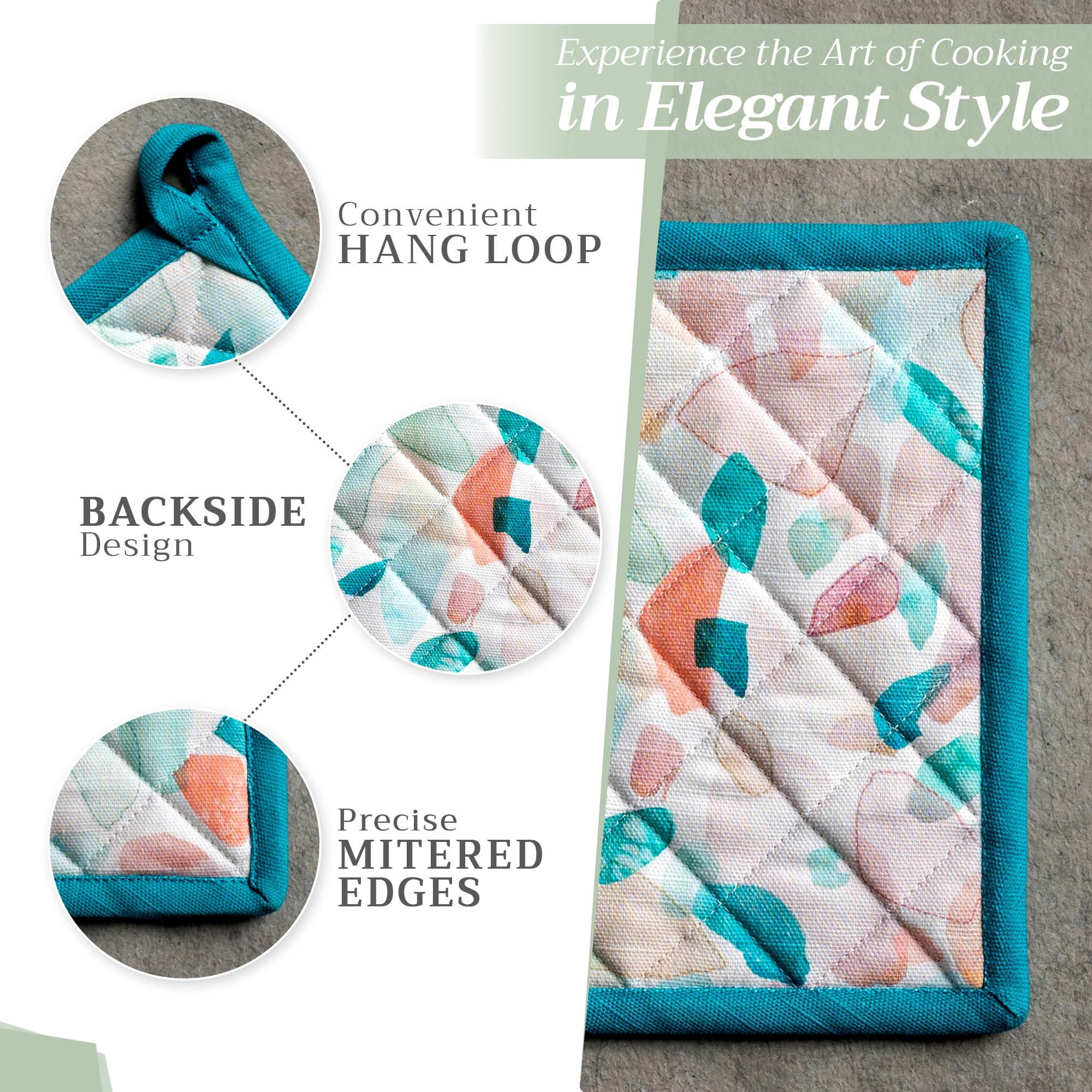 Maison d'Hermine 100% Cotton Heat Resistant Pot Holders Set of 2 - 8