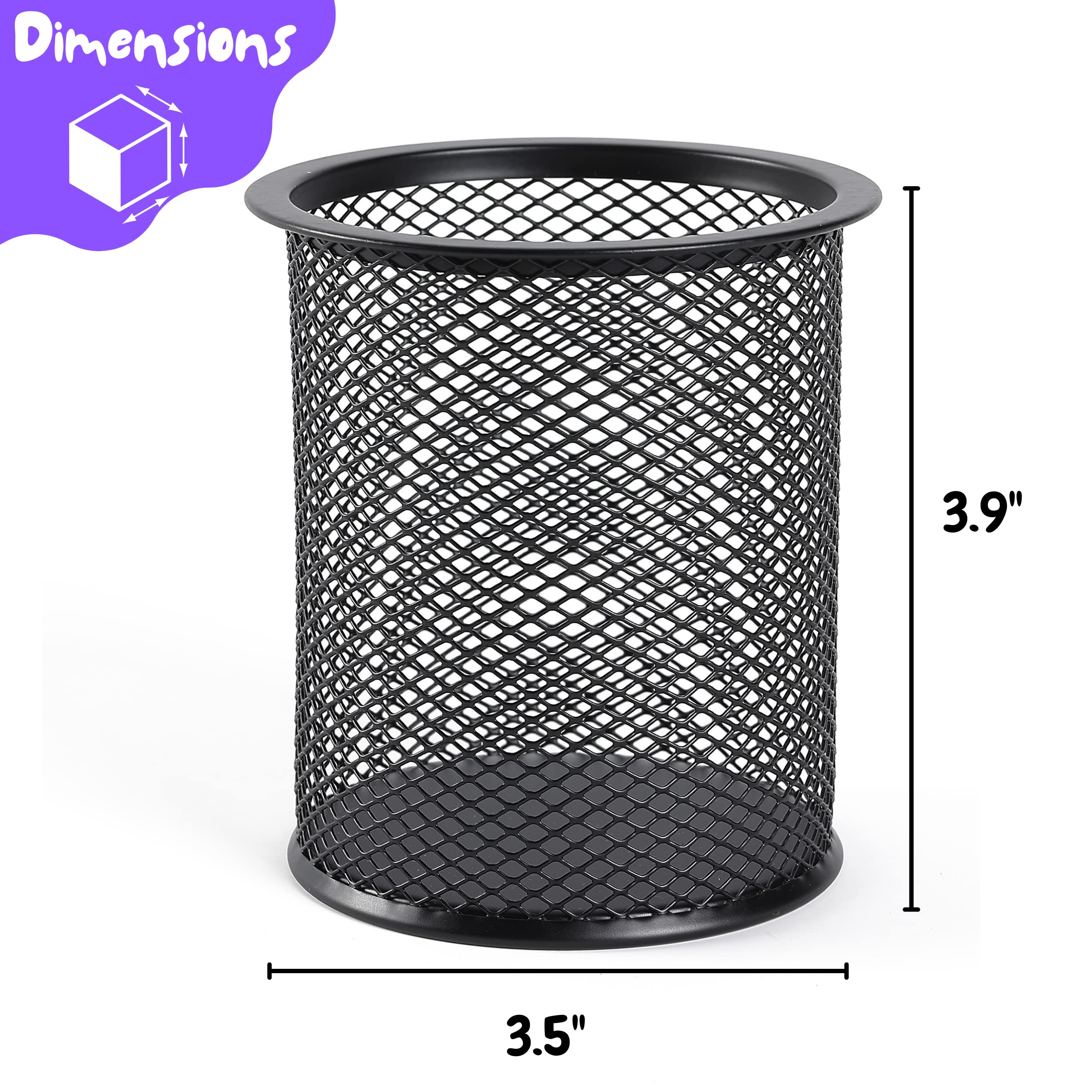 Mr. Pen - 3 Pack Metal Mesh Pencil Cup Holder, Black Desk Organizer for Pens, Pencils & Office Supplies | Perfect for Home, Office & School Workspace Organization