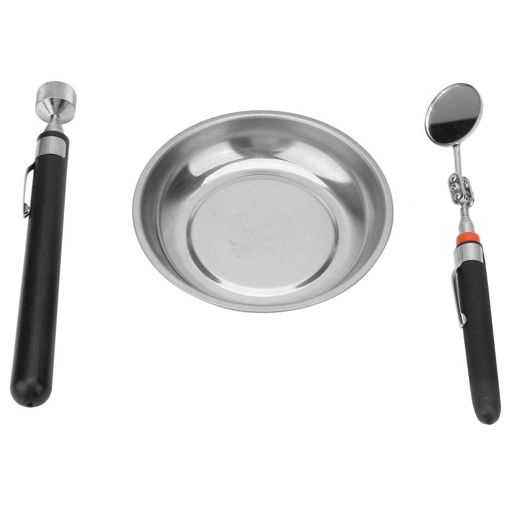 Magnetic Tool Set - 3pc Screw Tray, Telescopic Pickup Tool & Inspection Mirror for Small Iron Parts | Workshop, Garage & DIY Repair Essentials