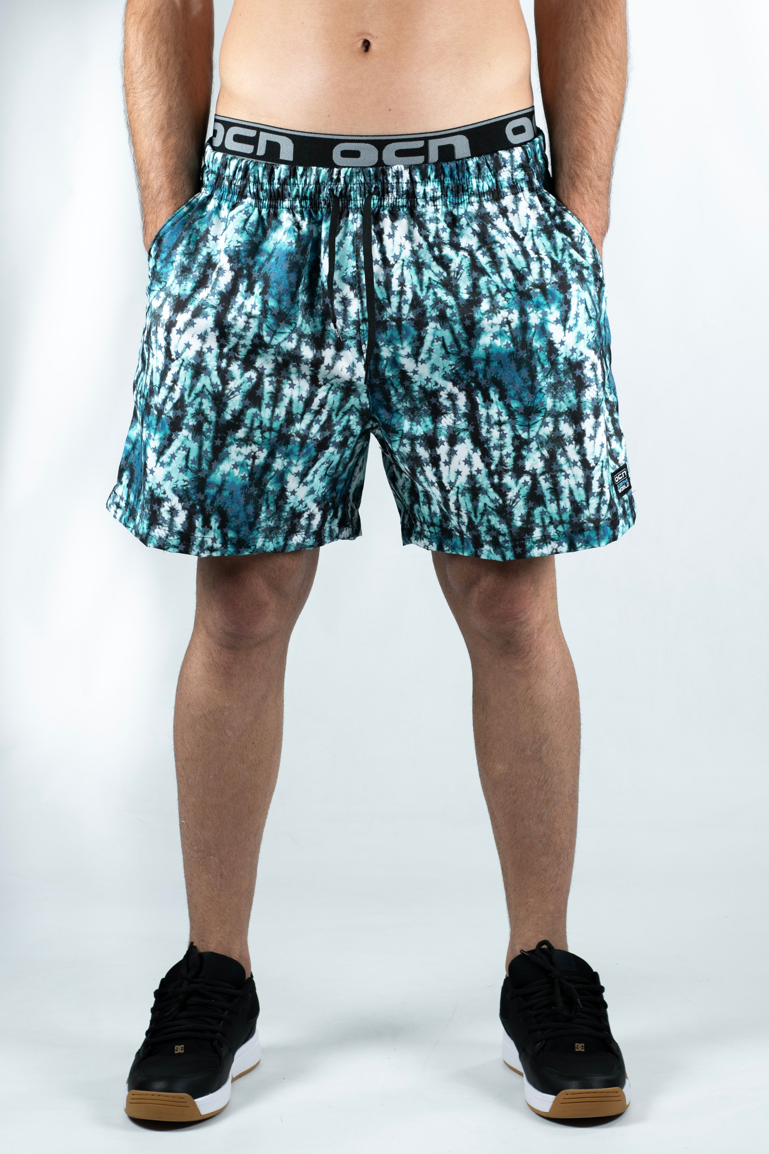 Men's Bathing Shorts TDB Canarias ST 16 Batik Star Print - Quick Dry Swim Trunks for Beach, Pool & Summer Vacation