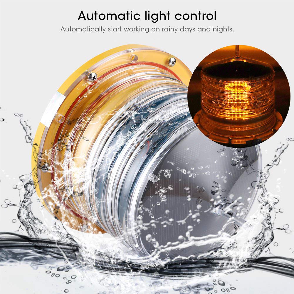 Voemko Solar LED Boat Navigation Light - Waterproof Marine Safety Beacon for Docks, Barges & Boats | 360° All-Round Visibility for Night Sailing, Fishing & Water Activities