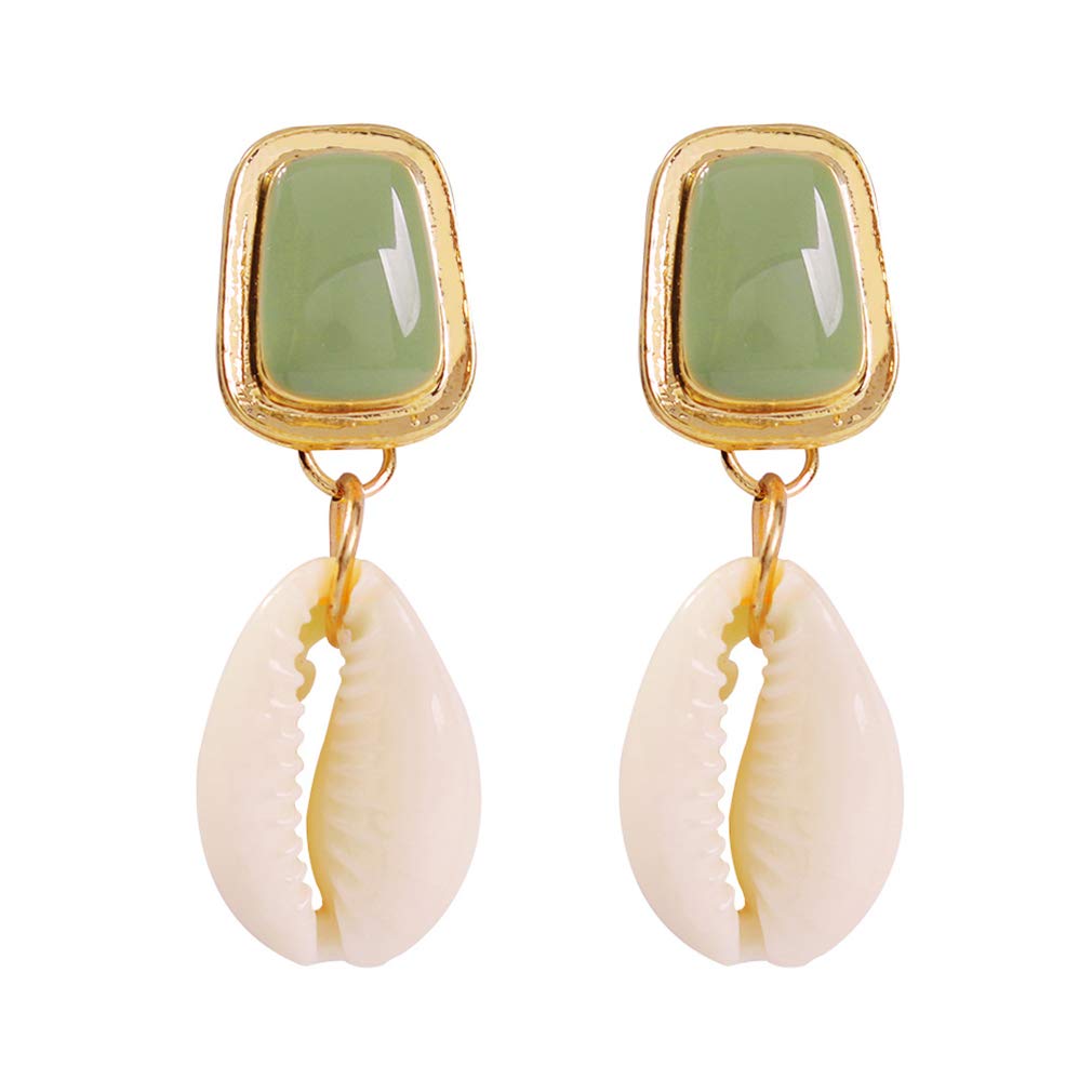 YAZILIND Women's Bohemian Style Alloy Earrings with Natural Shell Tassel & Imitation Pearl - Conch Shaped Stud Earrings for Women & Girls | Perfect for Beach Vacations, Summer Outfits & Boho Fashion