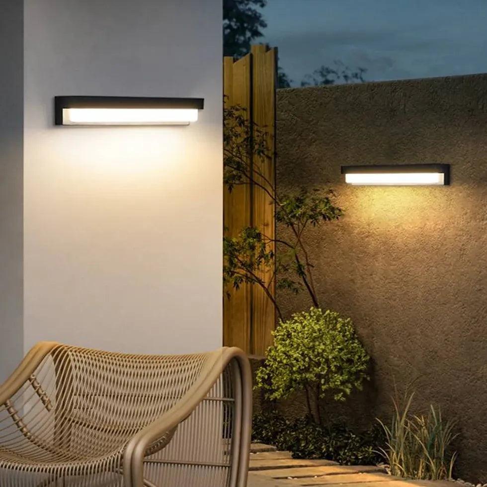 Solar Powered LED Outdoor Wall Lights - Waterproof Rectangle Design for Patio, Garden, and Pathway Lighting