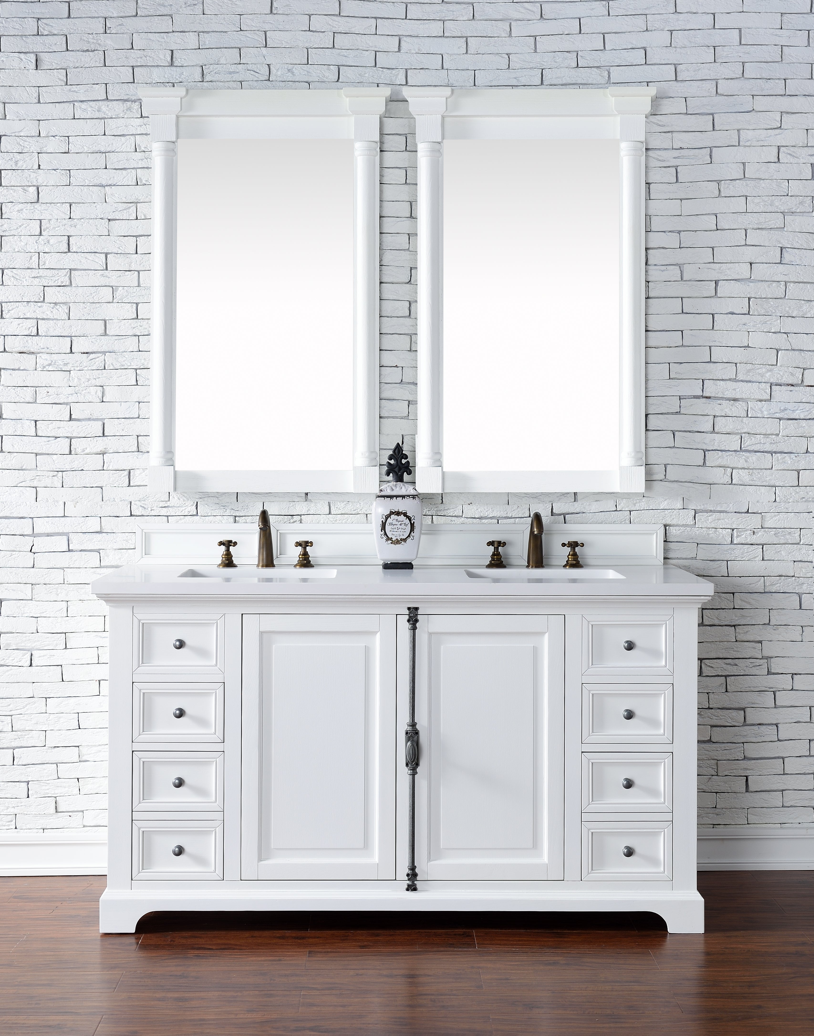Providence 60-Inch Double Vanity Cabinet with 3CM Classic White Quartz Top - Bright White Bathroom Vanity for Master Bath & Guest Bathroom | Perfect for Modern Home Renovation & Spa-Like Bathroom Experience