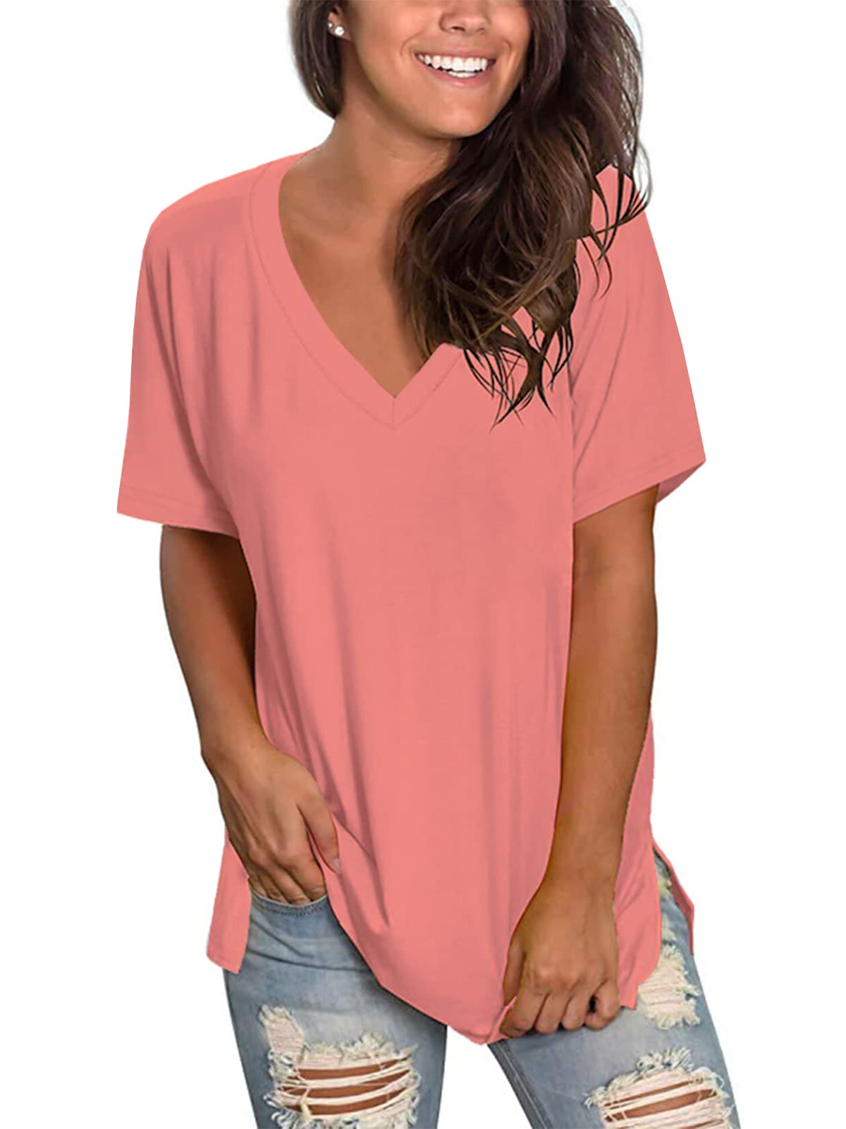 Floral V-Neck T-Shirt for Women | Summer Short Sleeve Blouse | Casual Wear, Beach Outfits & Everyday Fashion