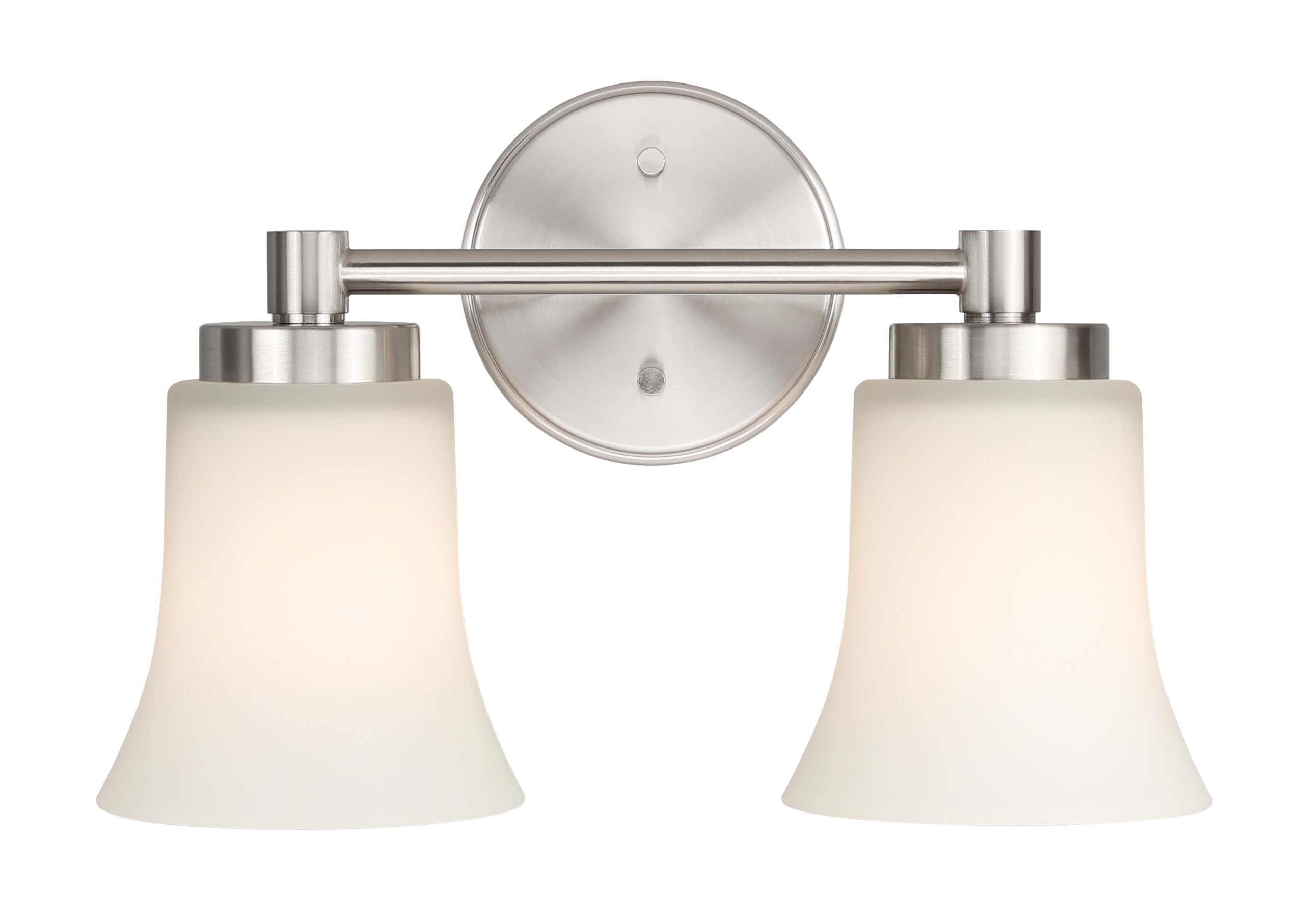 XiNBEi Modern Bathroom Vanity Light - Brushed Nickel 2-Light Wall Sconce with Glass Shades for Bathroom, Powder Room & Dressing Area | XB-W1235-2-BN