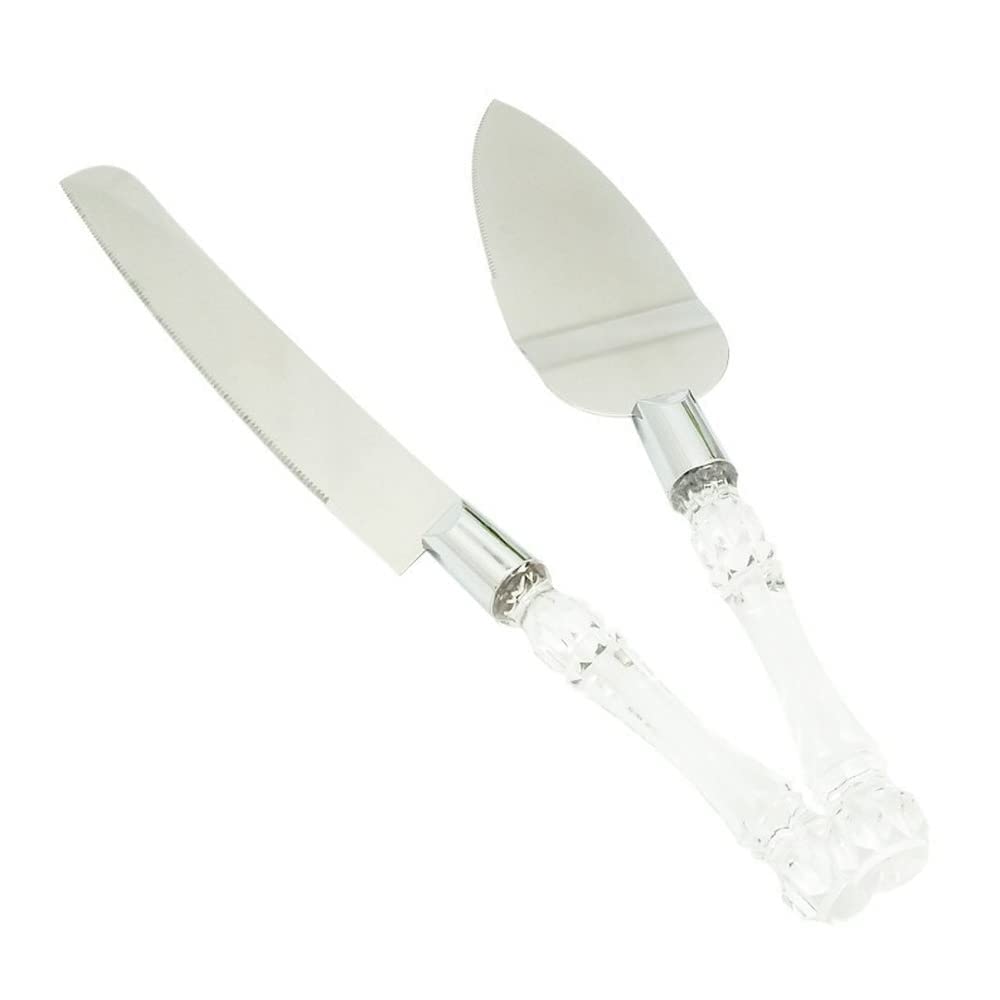Premium Stainless Steel Wedding Cake Knife & Server Set - Elegant Cake Cutting Tool for Wedding Ceremonies, Anniversary Celebrations & Special Events - Comes in White Gift Box