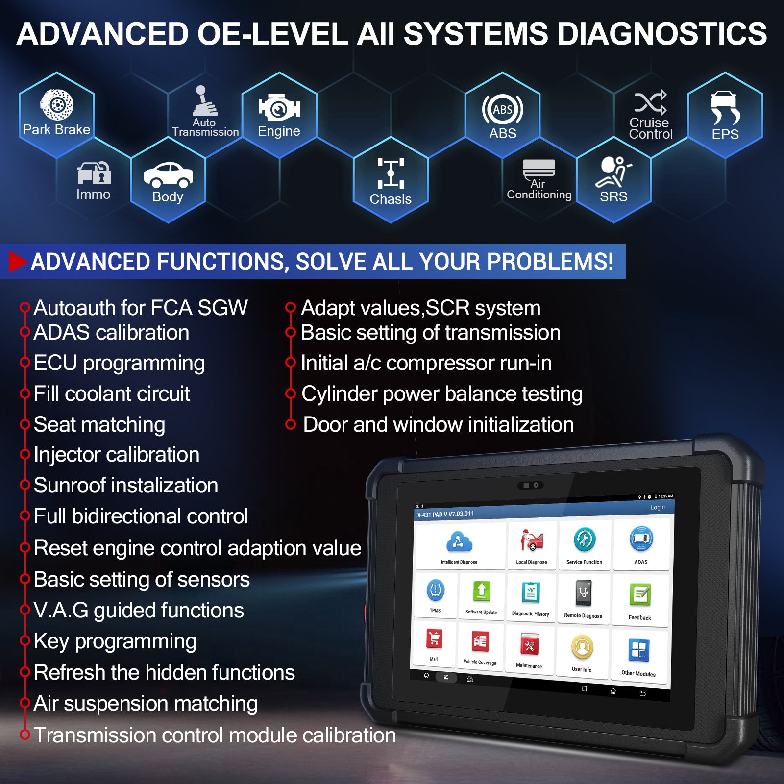 Launch X431 PAD V 2025 - Professional Automotive Diagnostic Scanner with Bi-Directional Control, J2534/DPDU/RP1210, CAN FD & DOIP Support | ECU Coding, Topology Mapping | Heavy Duty Trucks & EVs Compatible | 60+ Reset Functions | Ideal for Mechanics & Fleet Maintenance